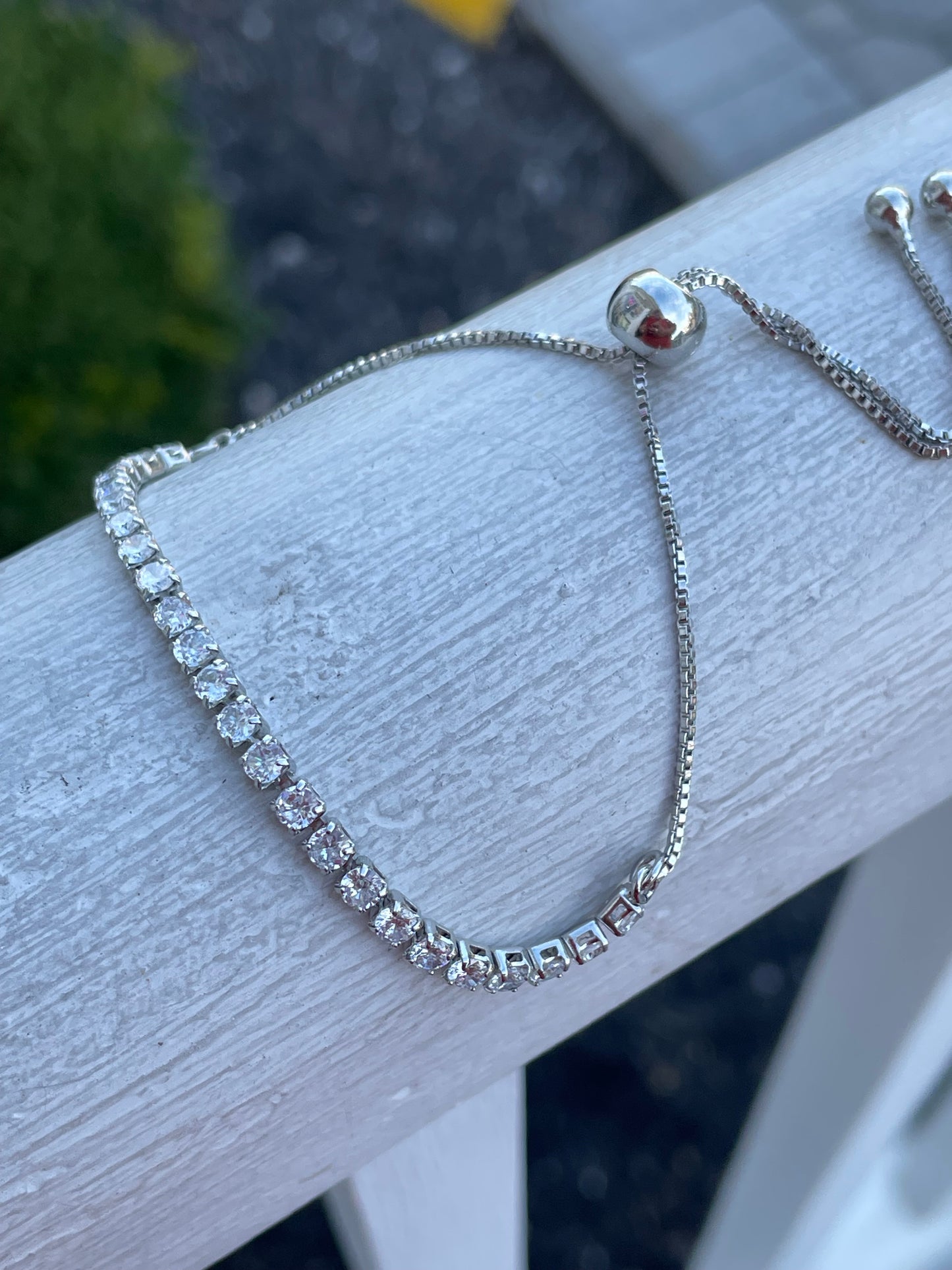 925 Sterling Silver One Size Fits all Cz tennis bracelet