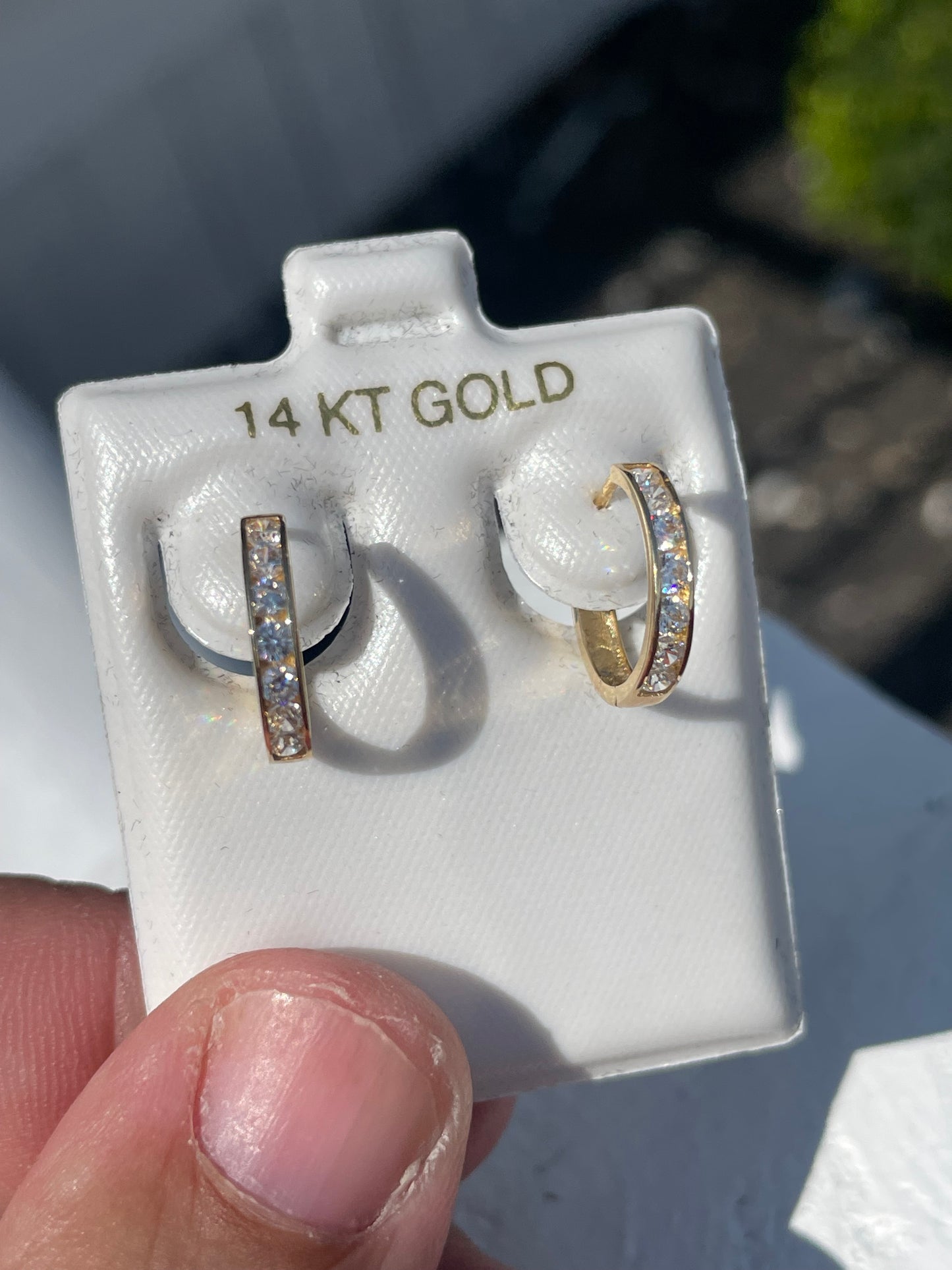 14k Gold Clear Zirconia Huggie Hoop Earrings