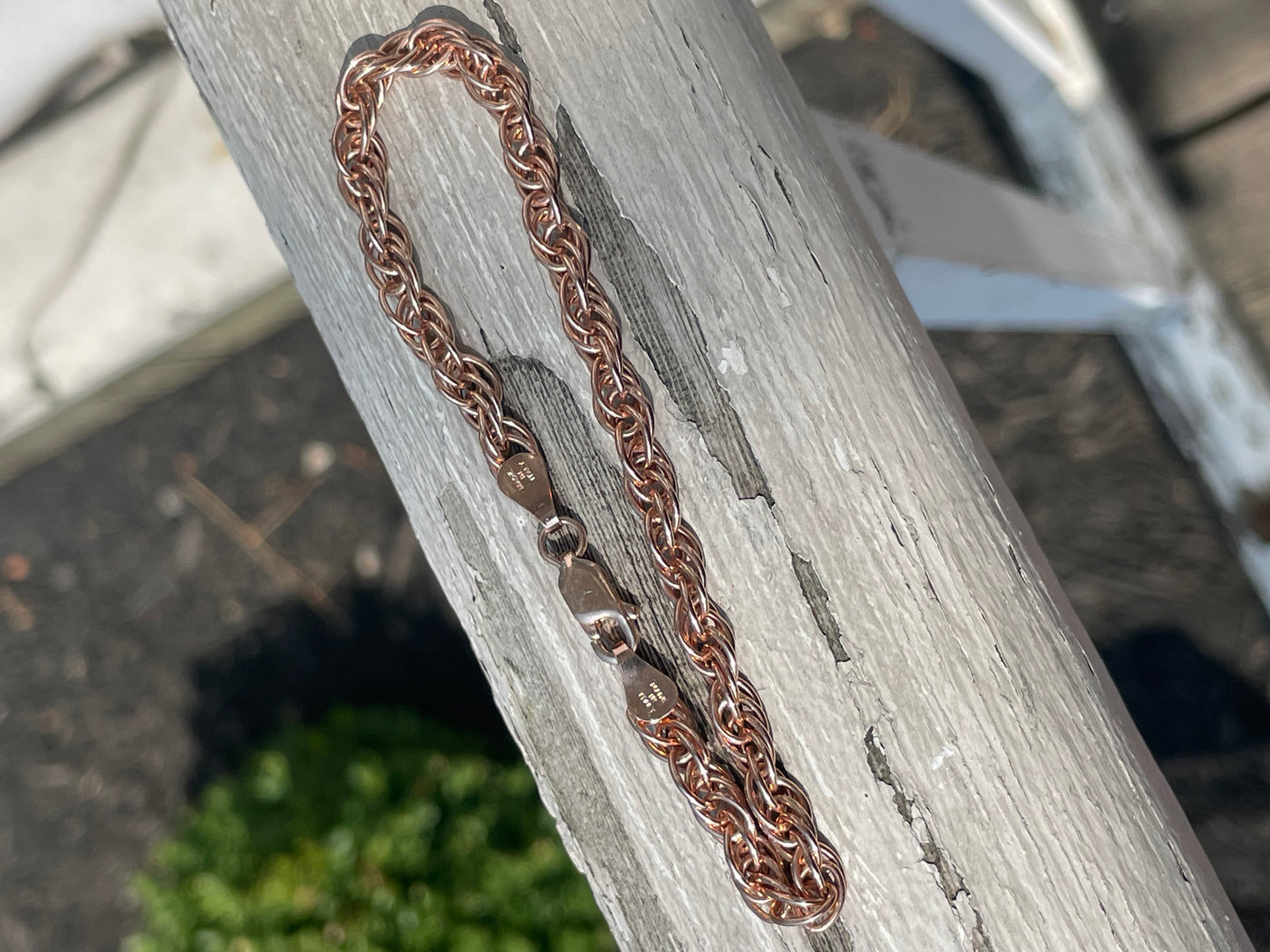 925 Sterling Silver Rose Gold Vermeil Lightweight Rope Bracelet