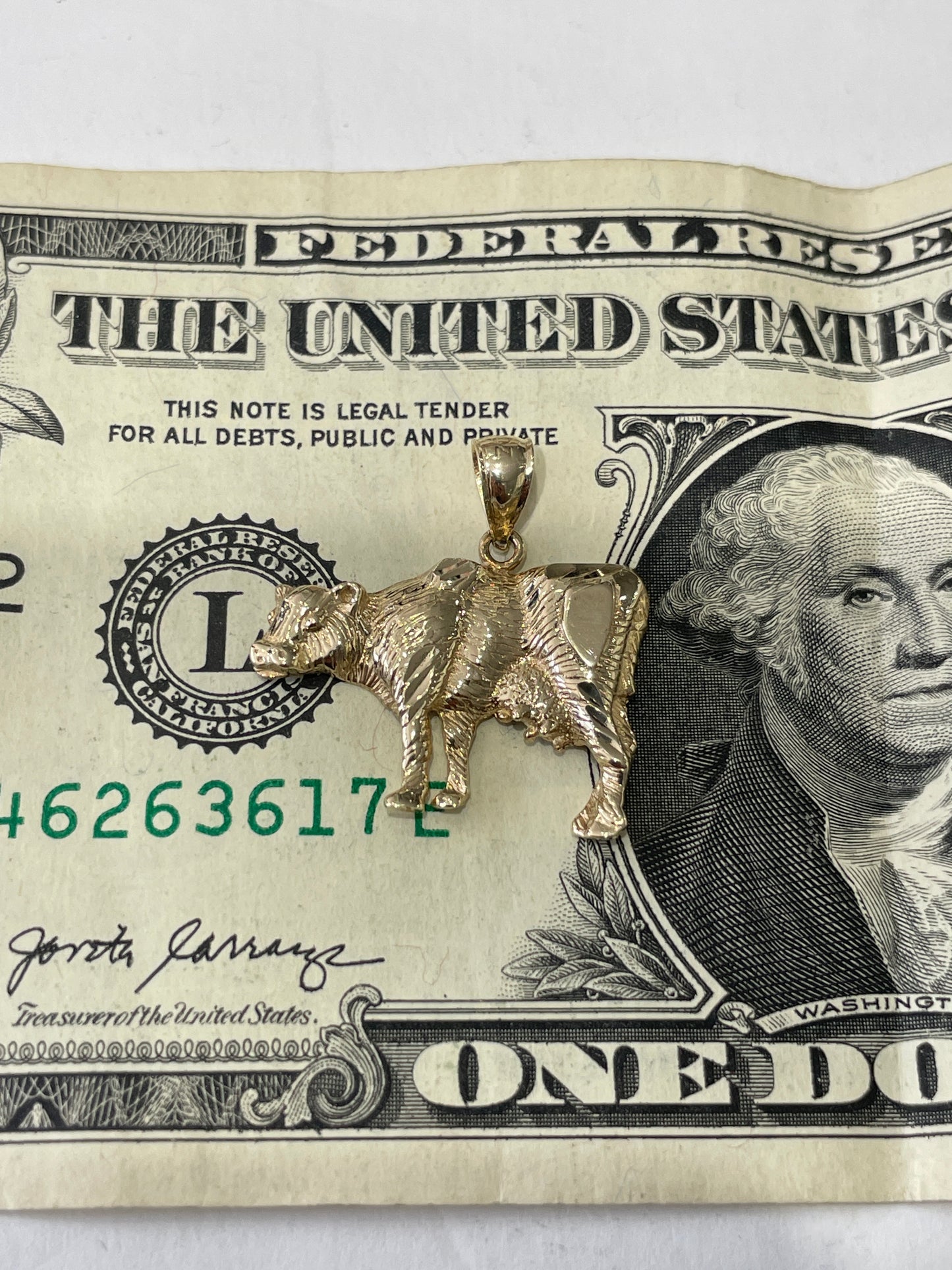 14k Gold Bovine Cow Charm Pendant