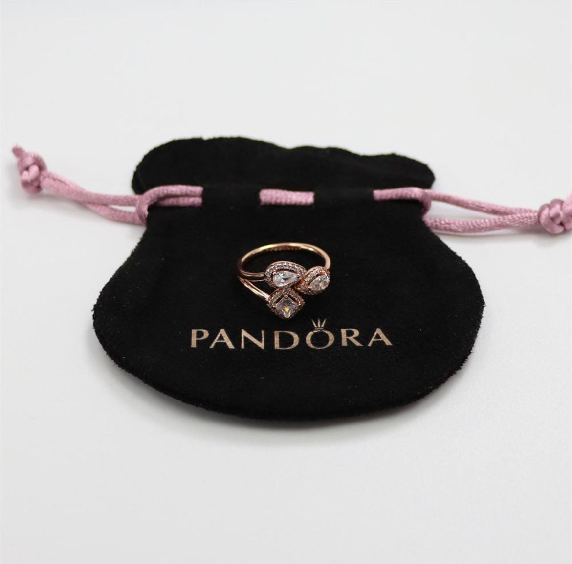 Pandora Rose Geometric Shapes Wraparound Ring Size 7