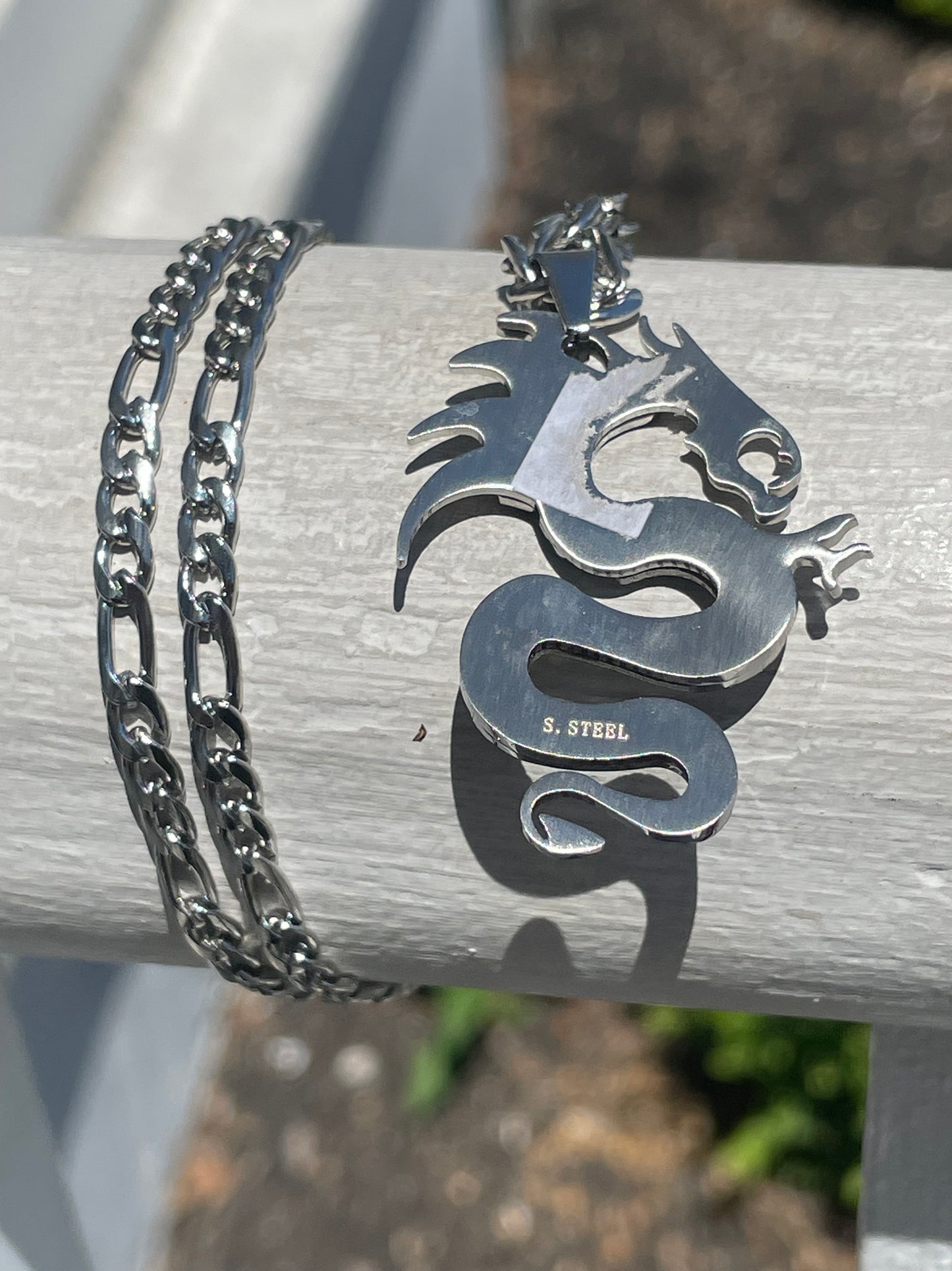 Stainless Steel Dragon Necklace 24”