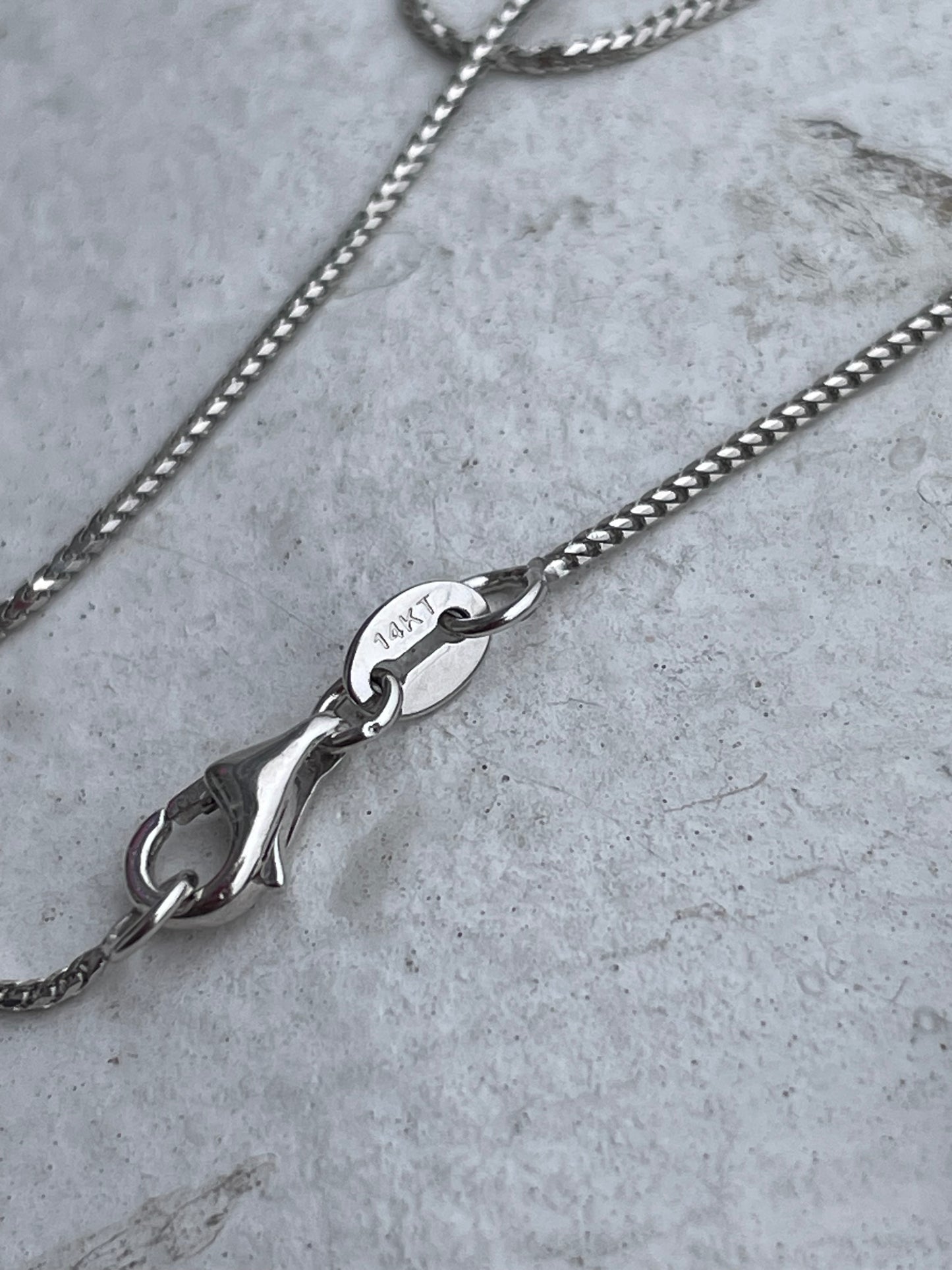 Antique 14k White Gold & Diamond Camphor Glass Necklace