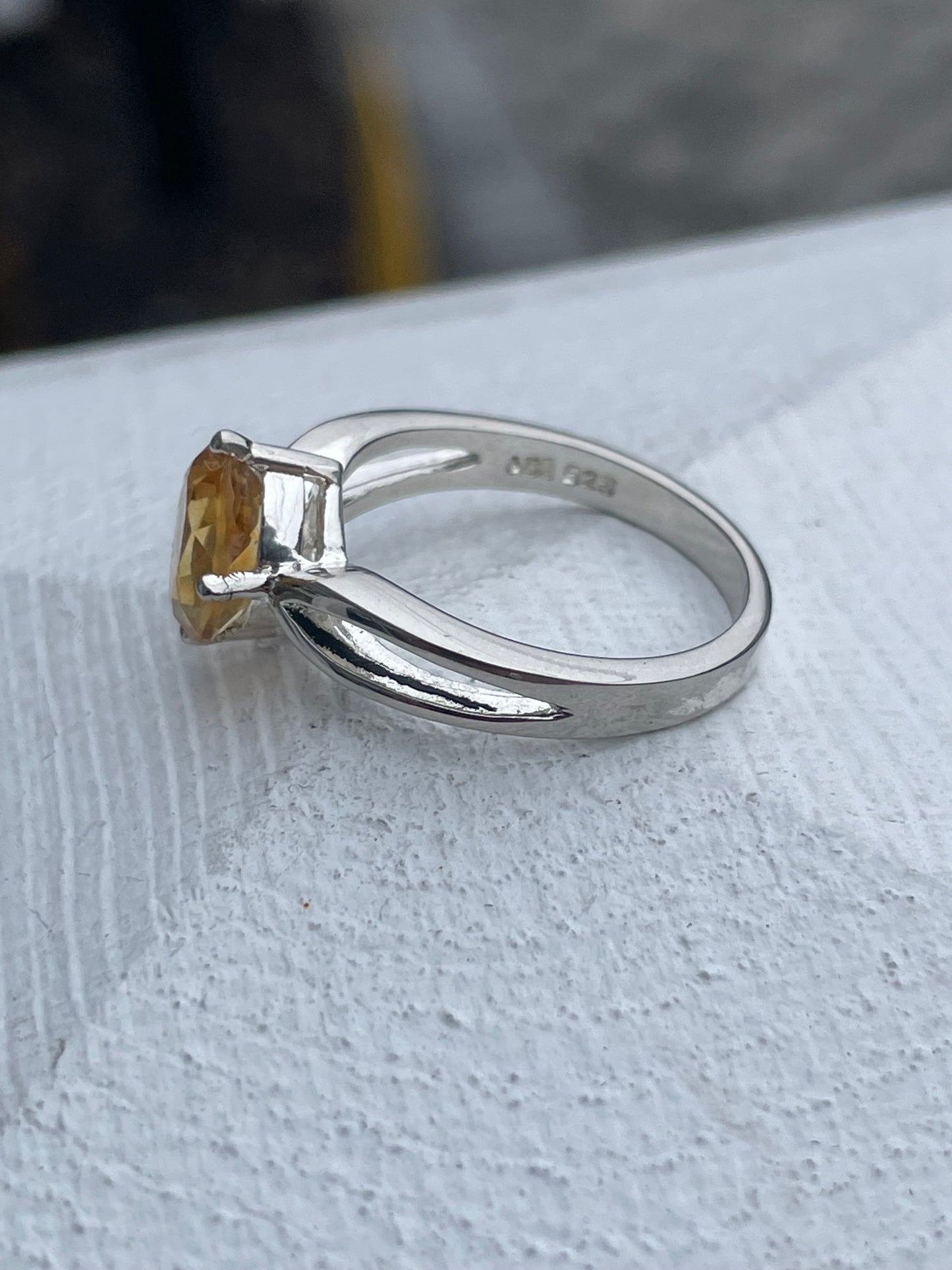 925 Sterling Silver 1.00ct Solitaire Citrine Ring Size 8