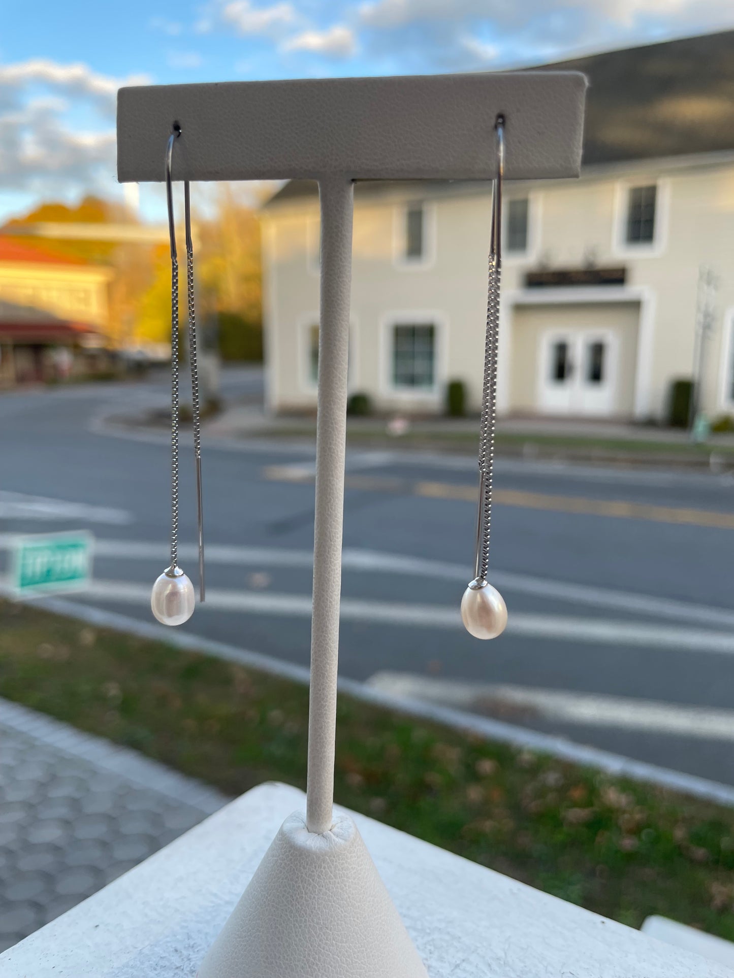 925 Sterling Silver Fresh Water Pearl Threader Earrings