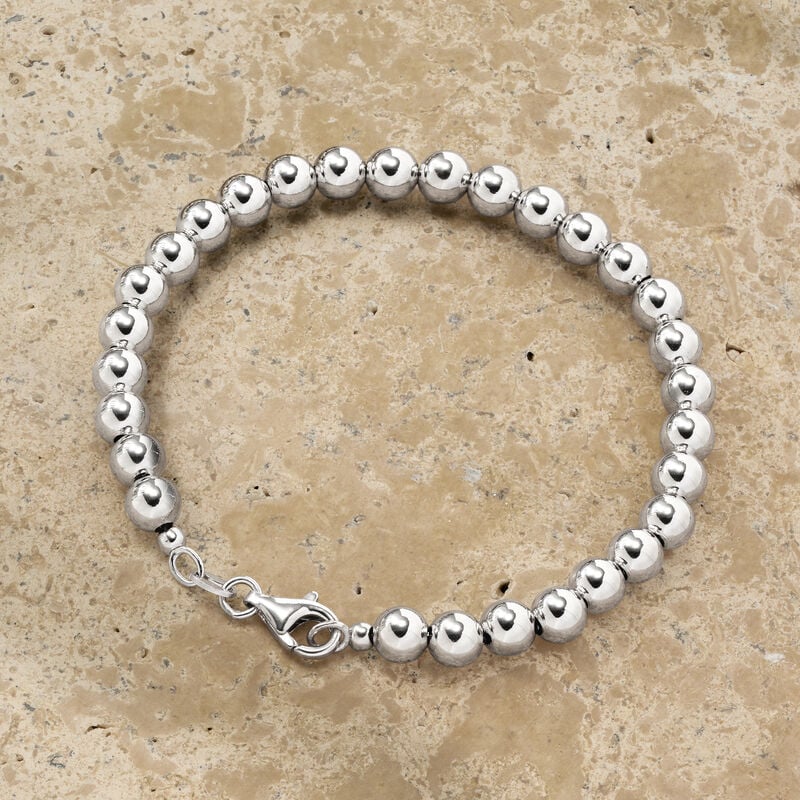 925 Sterling Silver Ball Bead Bracelet 7.5”