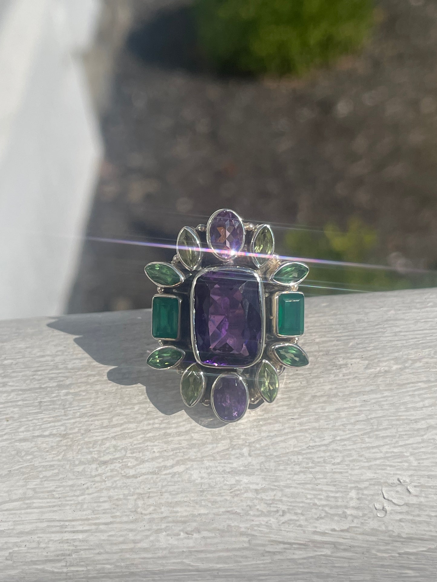Designer Nikki Butler Multi Color Stone Cluster Ring Size 7