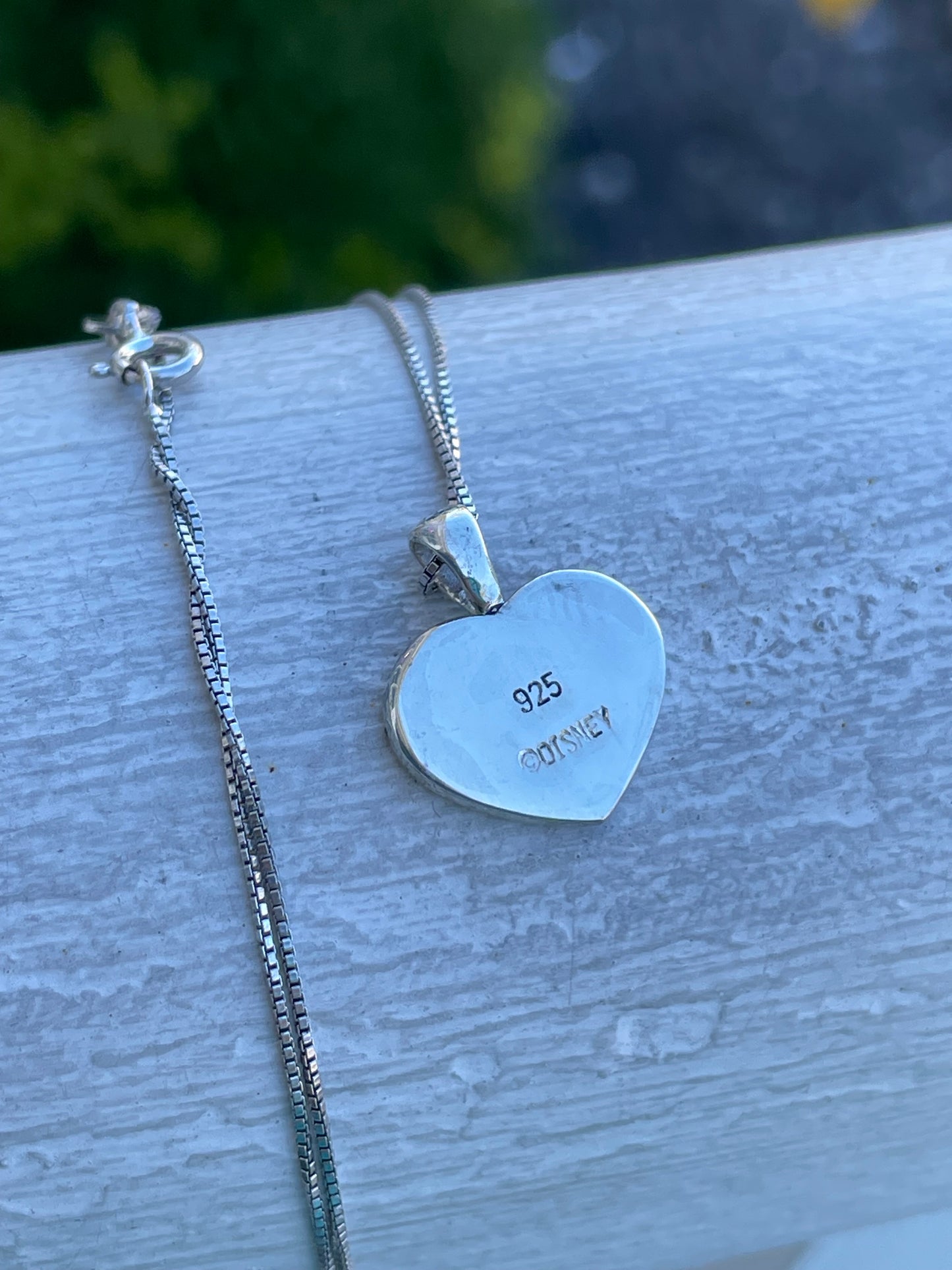 925 Sterling Silver Mickey Logo Heart Shape Necklace