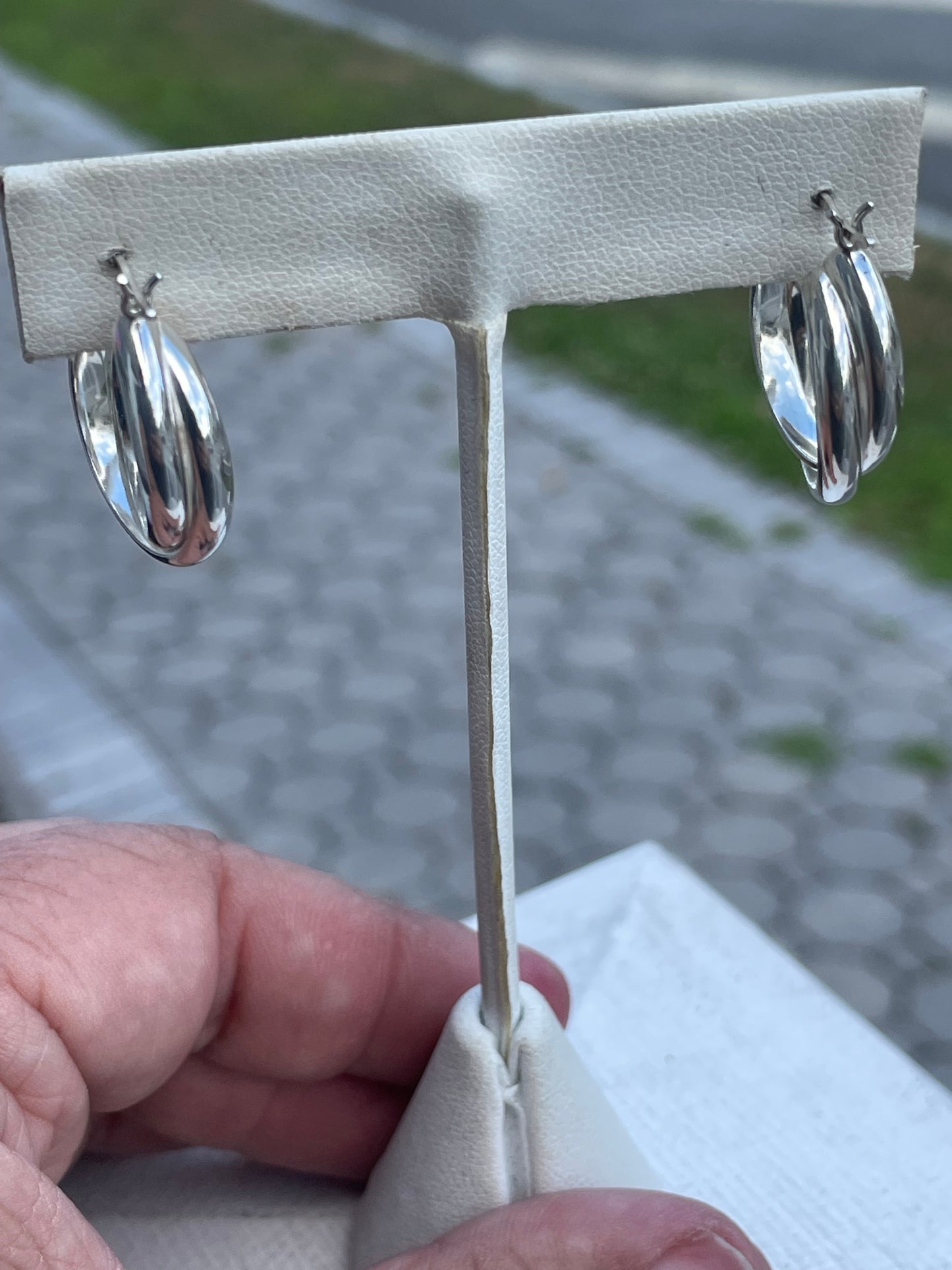 925 Sterling Silver Double Band 20mm Hoop Earrings