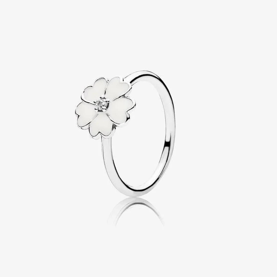Retired Pandora White Primrose Ring Size 7