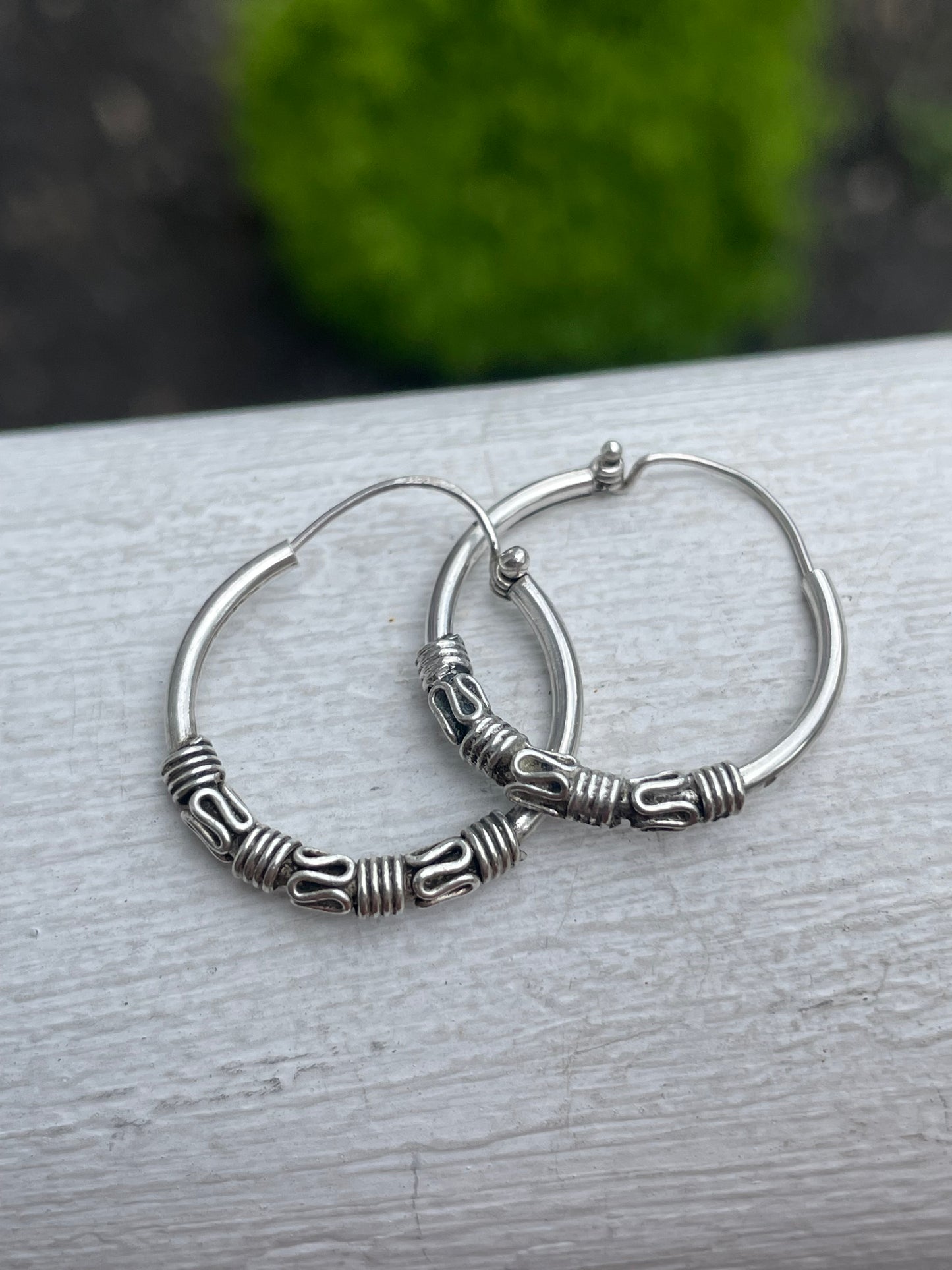 925 Sterling Silver Bali Hoop Earrings 15mm