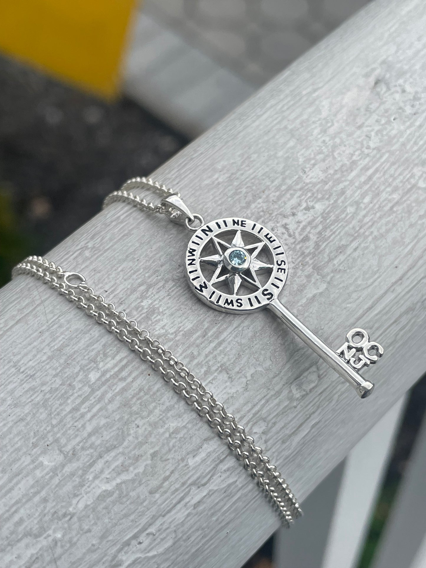 Ocean City NJ Exclusive 925 Sterling Silver Compass Key Necklace