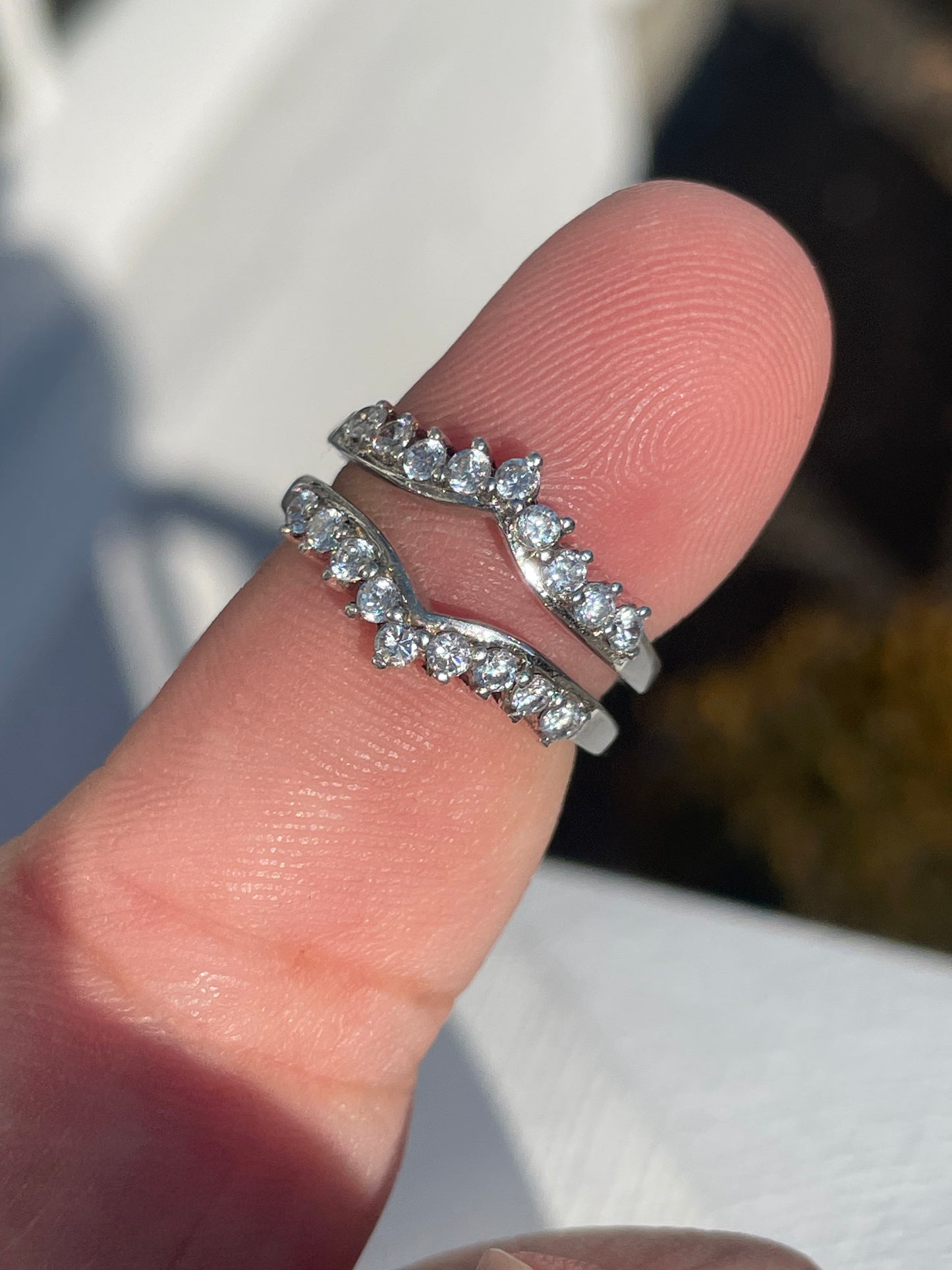 925 Sterling Silver Cubic Zirconia Insert Band Ring Size 6