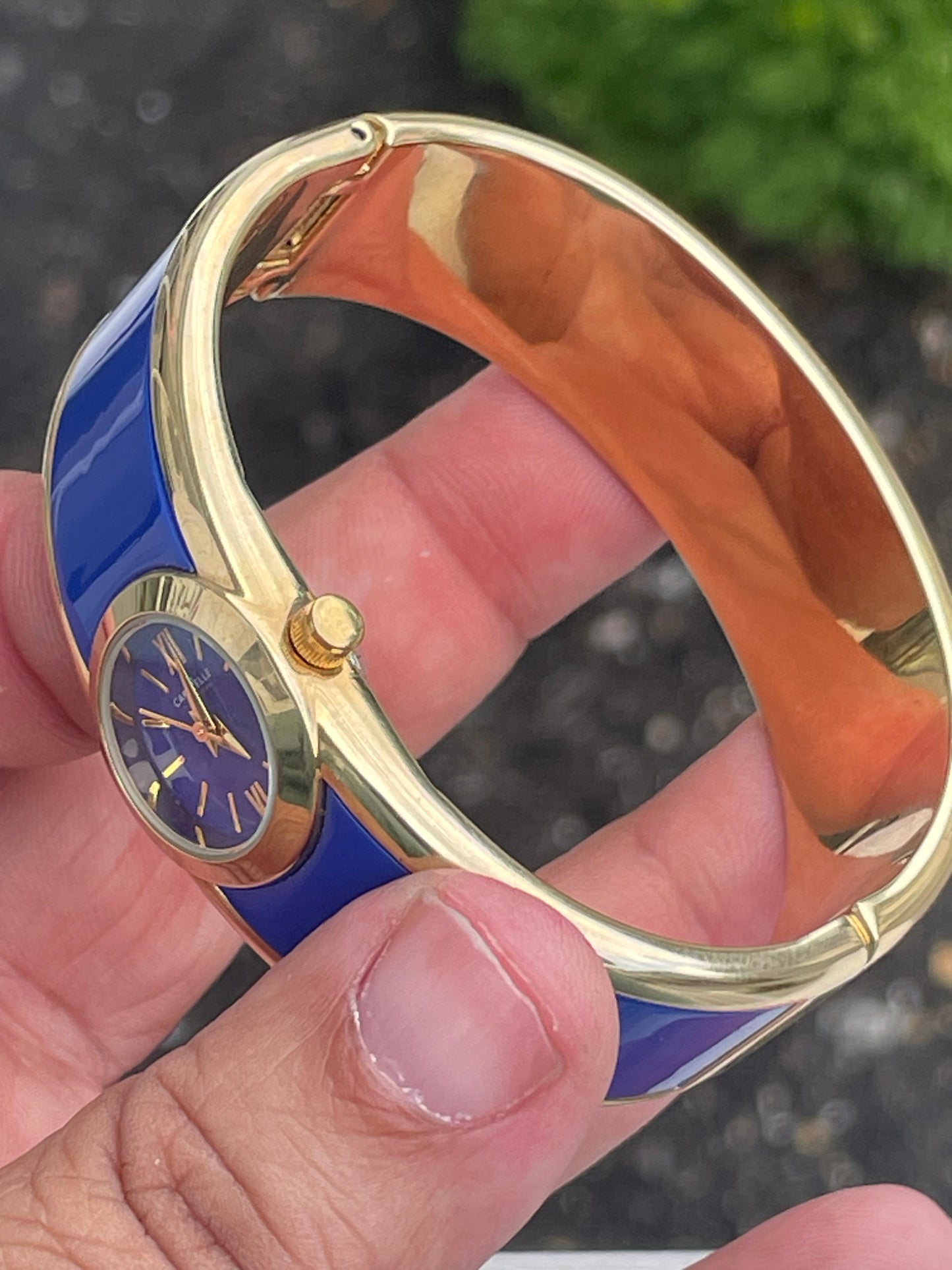 Caravelle by Bulova Royal Blue & Gold Bangle Bracelet Watch