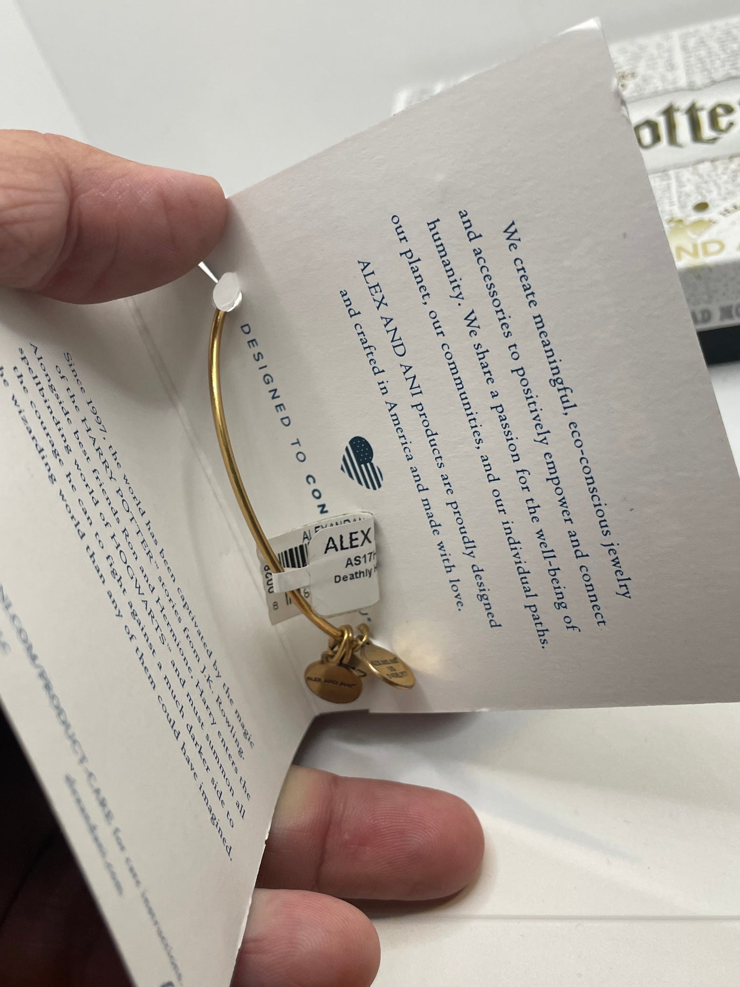 Alex and Ani Harry Potter Deathly Hallows Gold Tone Bracelet NWT