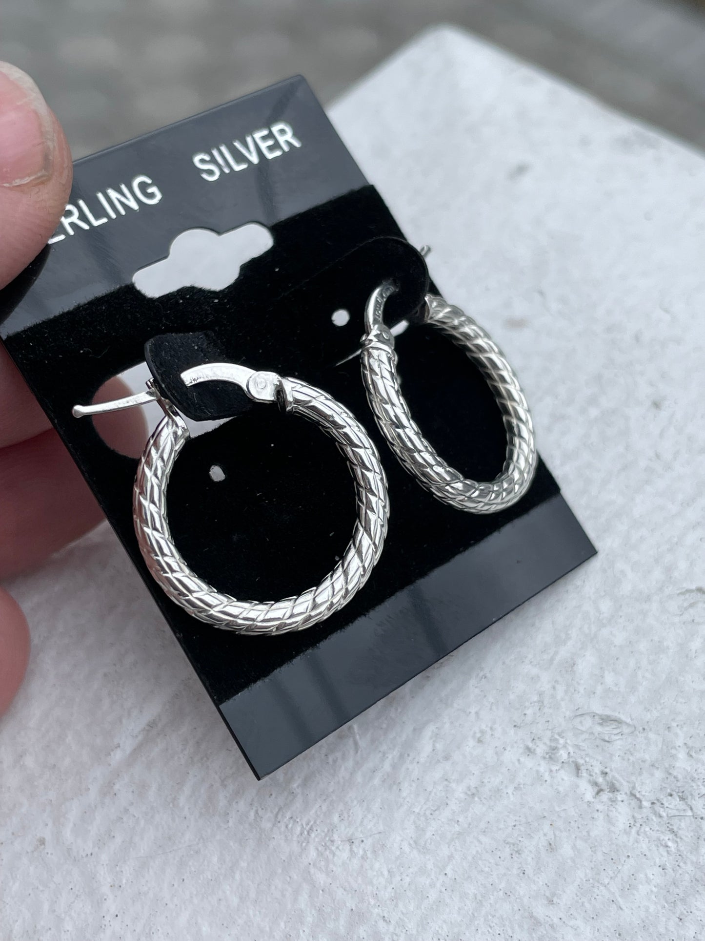 925 Sterling Silver Rope Design Hoop Earrings