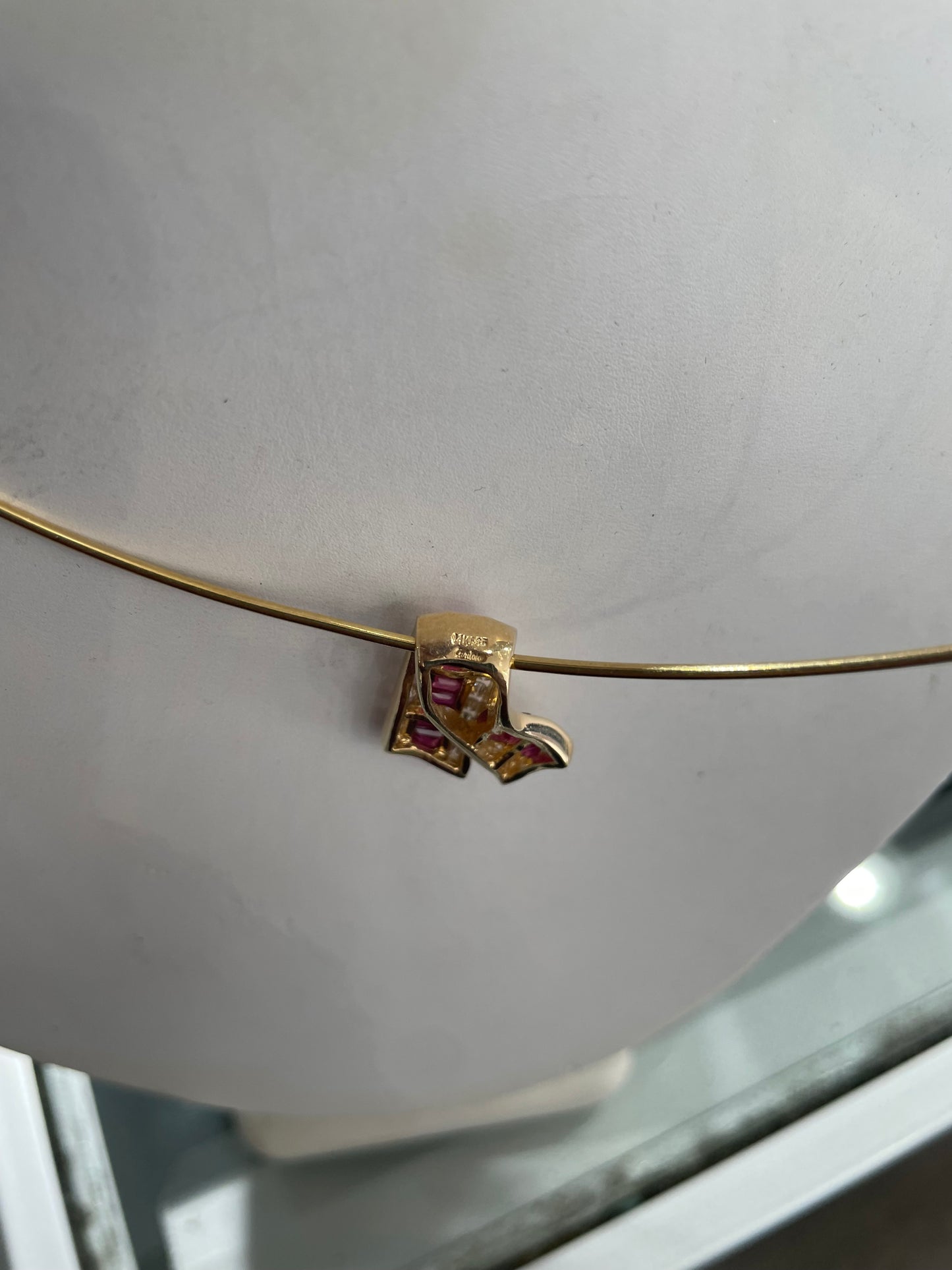 Designer Cardow 14k Gold Ruby & Diamond Slide Necklace