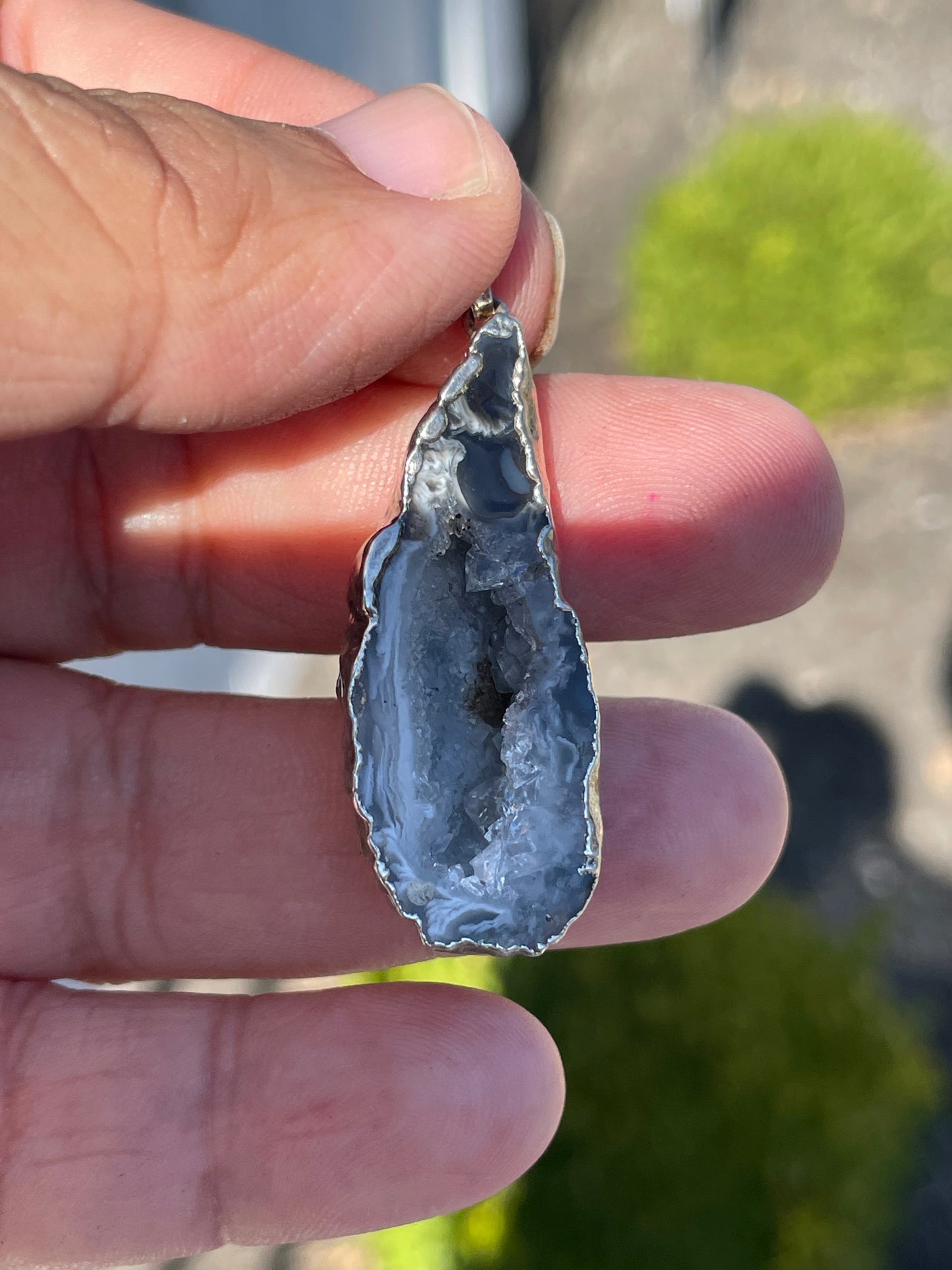 925 Sterling Silver White Druzy Custom Made Pendant