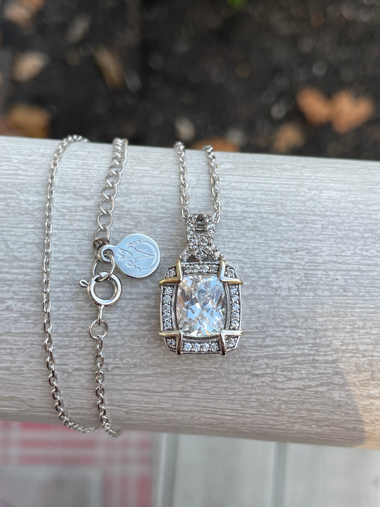 Designer Verragio 925 Sterling Silver Large Cz Necklace