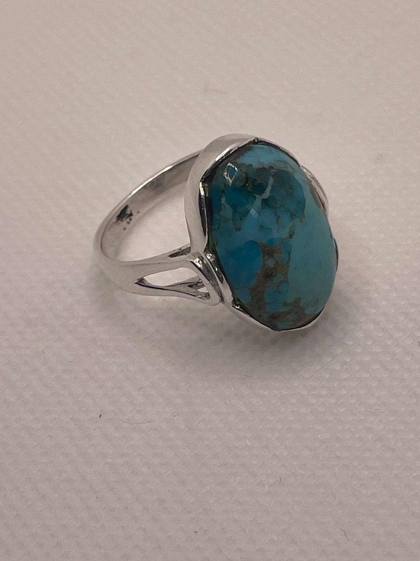 Designer NK 925 Sterling Silver Oval Natural Turquoise Ring