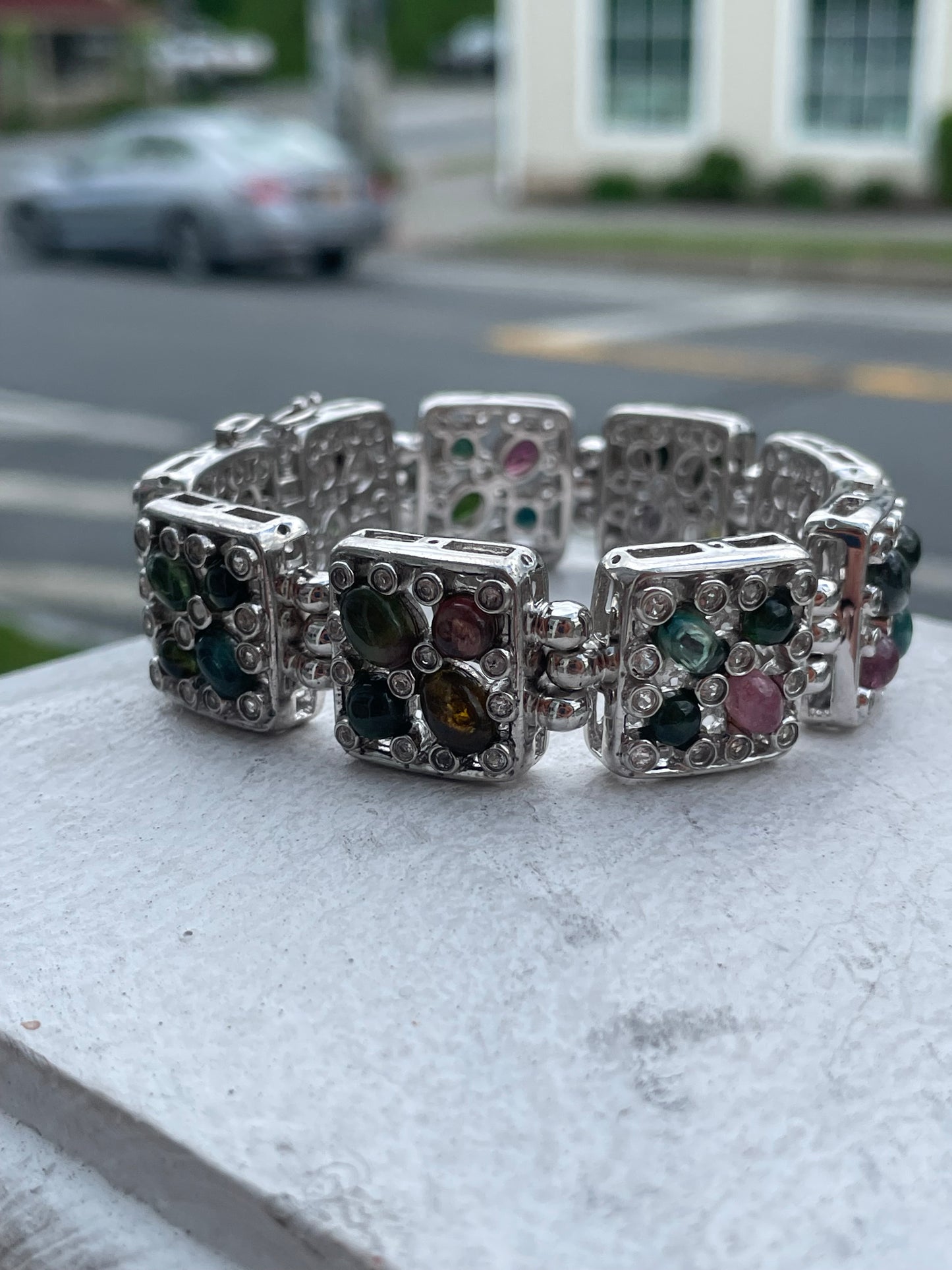 Rarities by Carol Brodie Designer Natural Multi Colored Tourmaline Bracelet 7.5”
