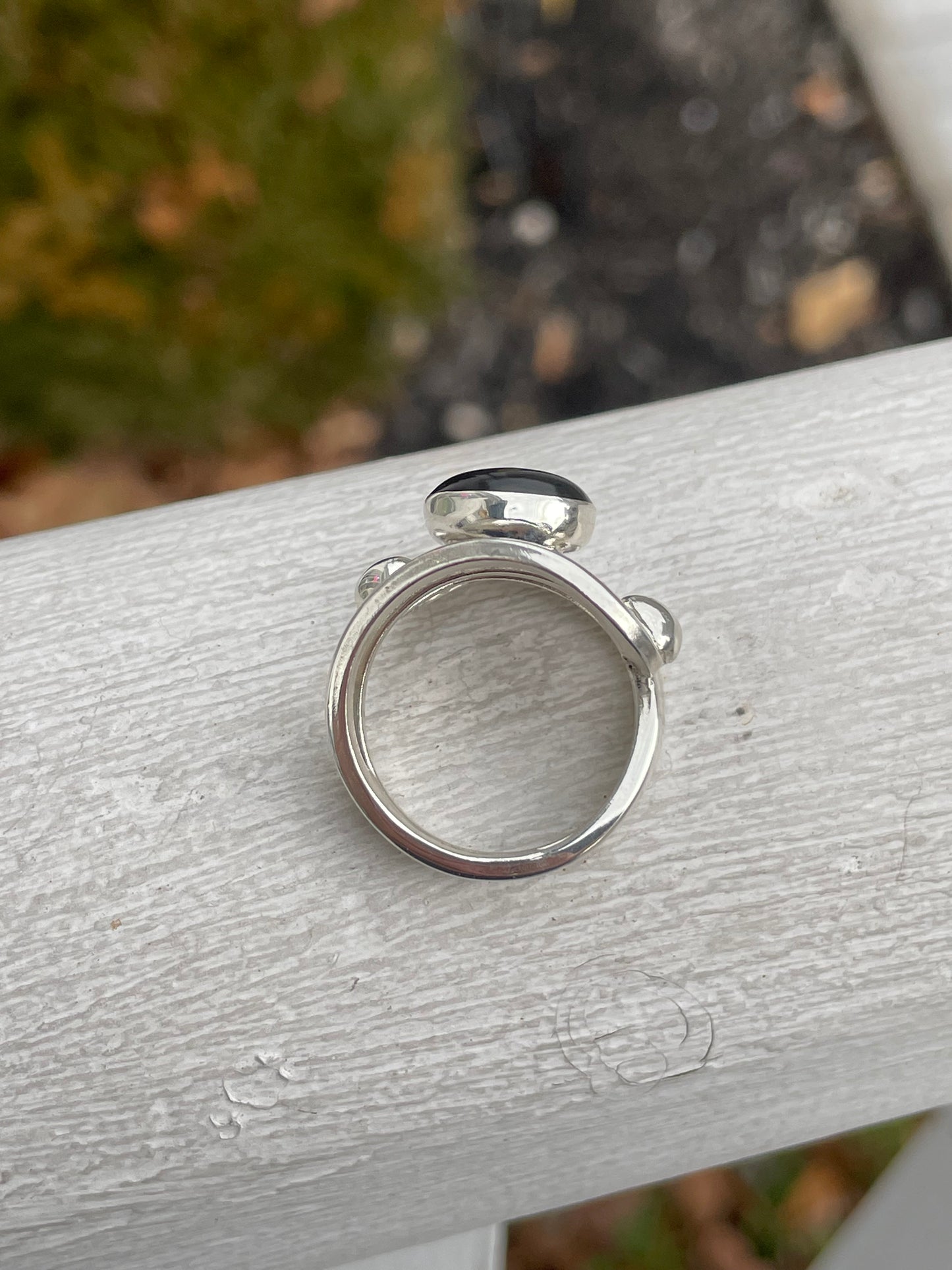 925 Sterling Silver 5.00ct Black Onyx Bypass Adjustable Ring Open Size