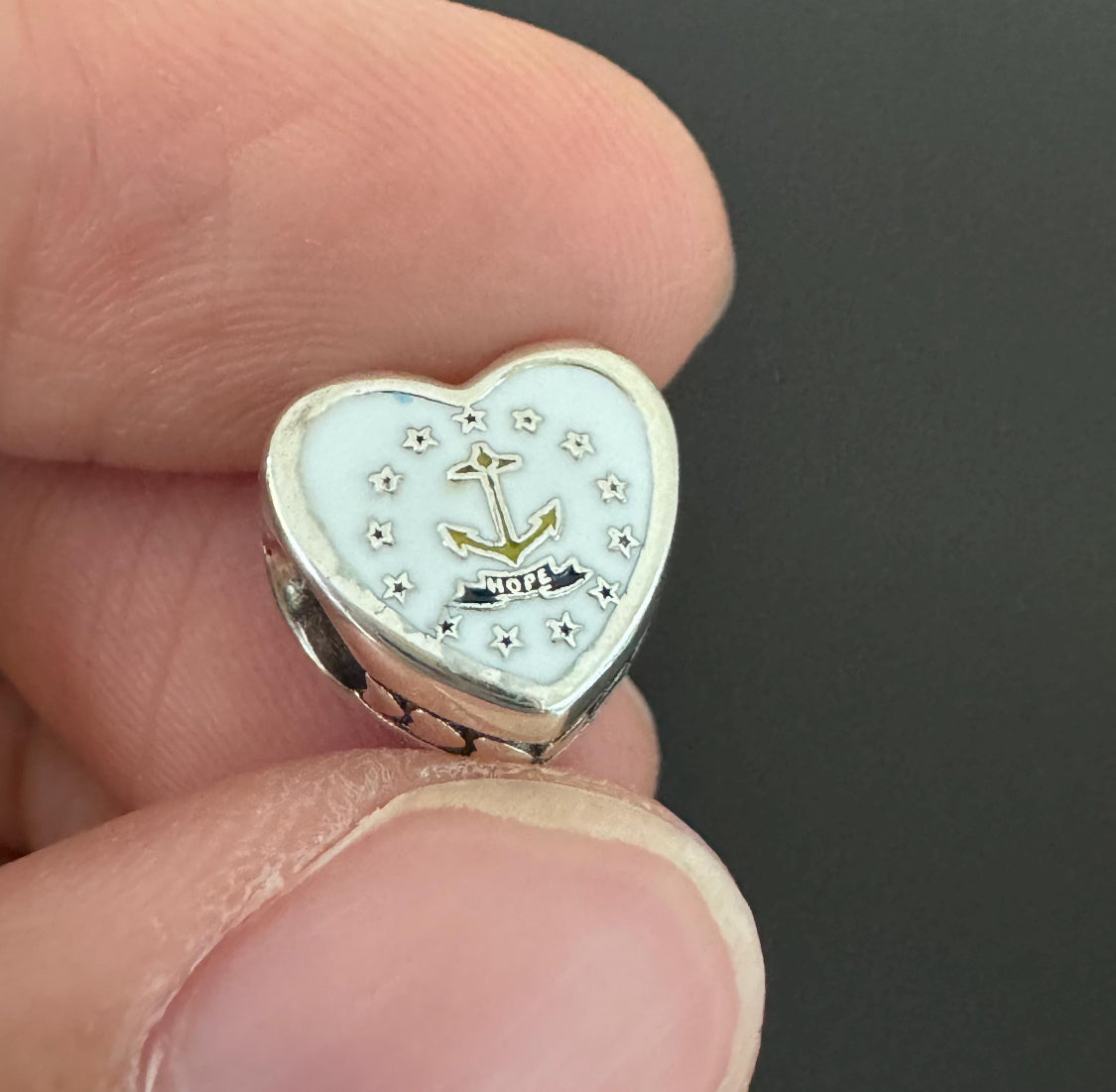 Pandora State of Rhode Island Exclusive State & Country USA Flag Reversible Heart Travel Charm