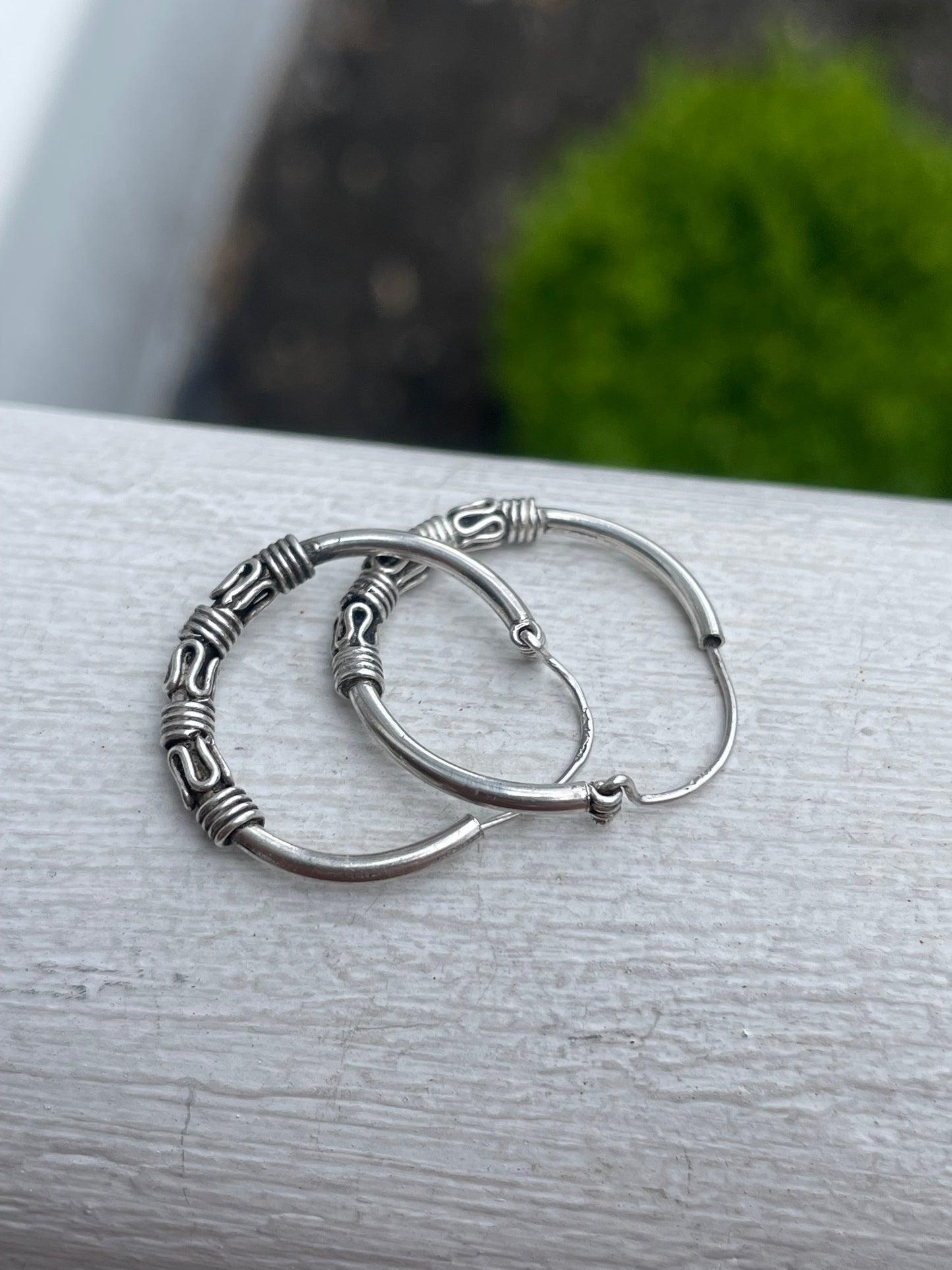 925 Sterling Silver Bali Hoop Earrings 15mm