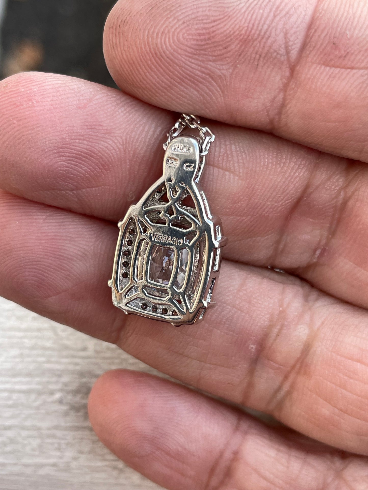 Designer Verragio 925 Sterling Silver Large Cz Necklace