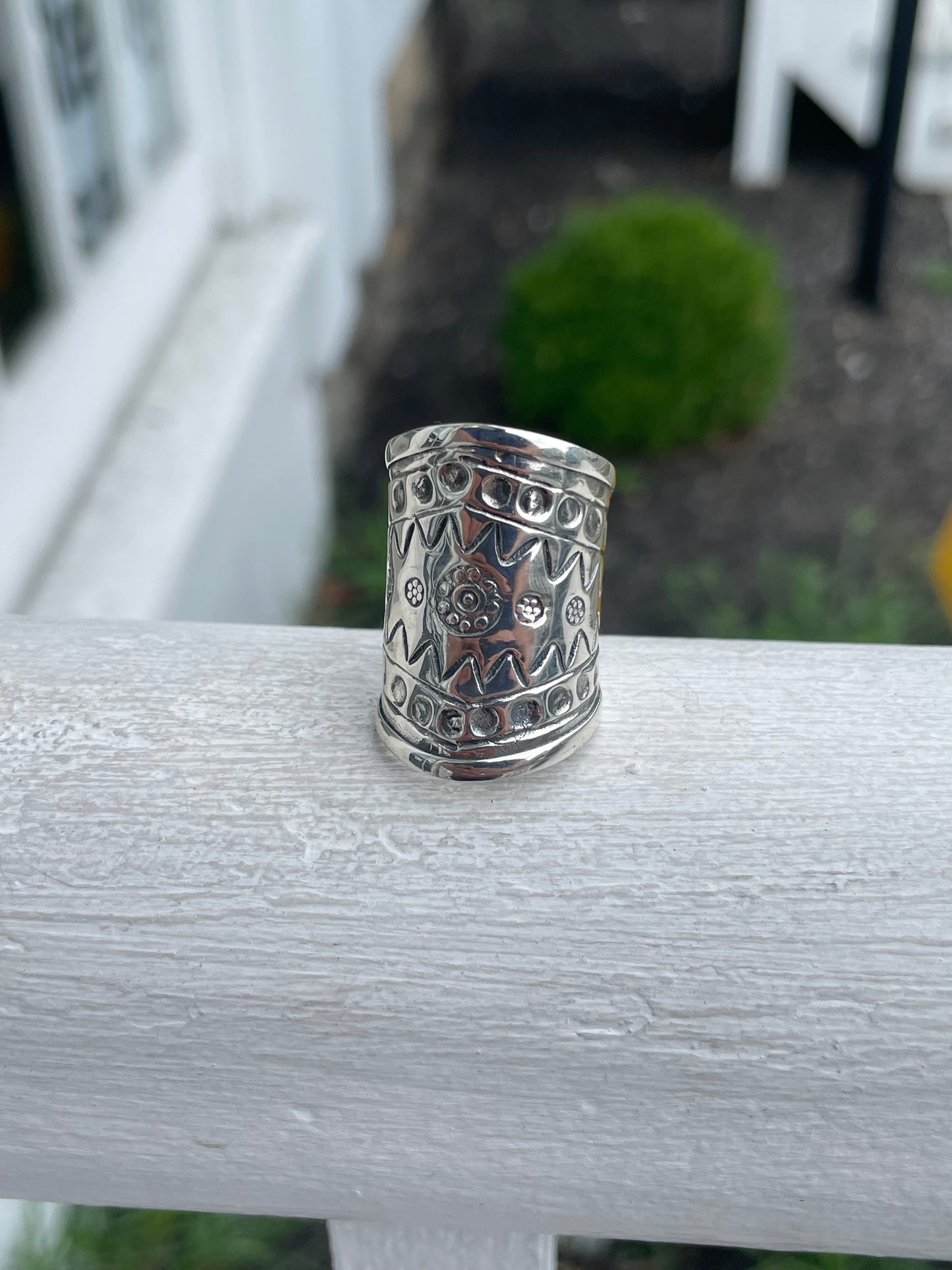 925 Sterling Silver Native American Thick Cigar Band Ring Size 7