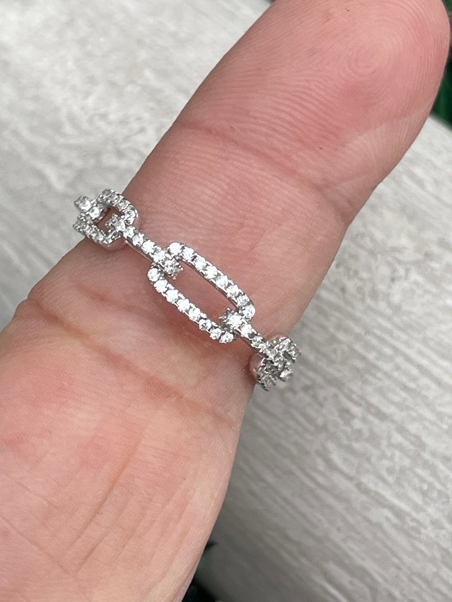 925 Sterling Silver Chainlink Cz Eternity Band Ring Size 8.5