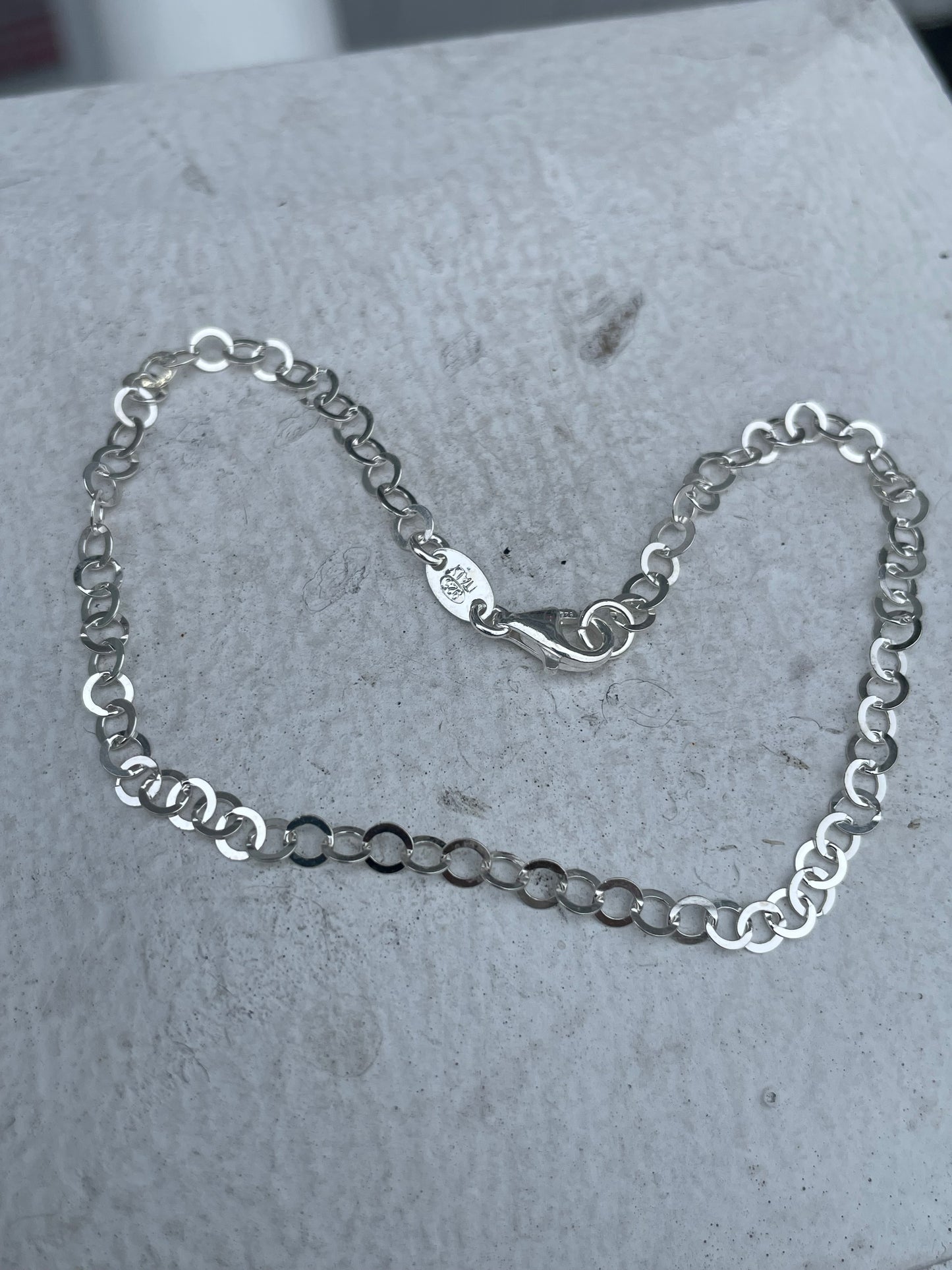 925 Sterling Silver Circle Link Ankle Bracelet / Anklet 9”