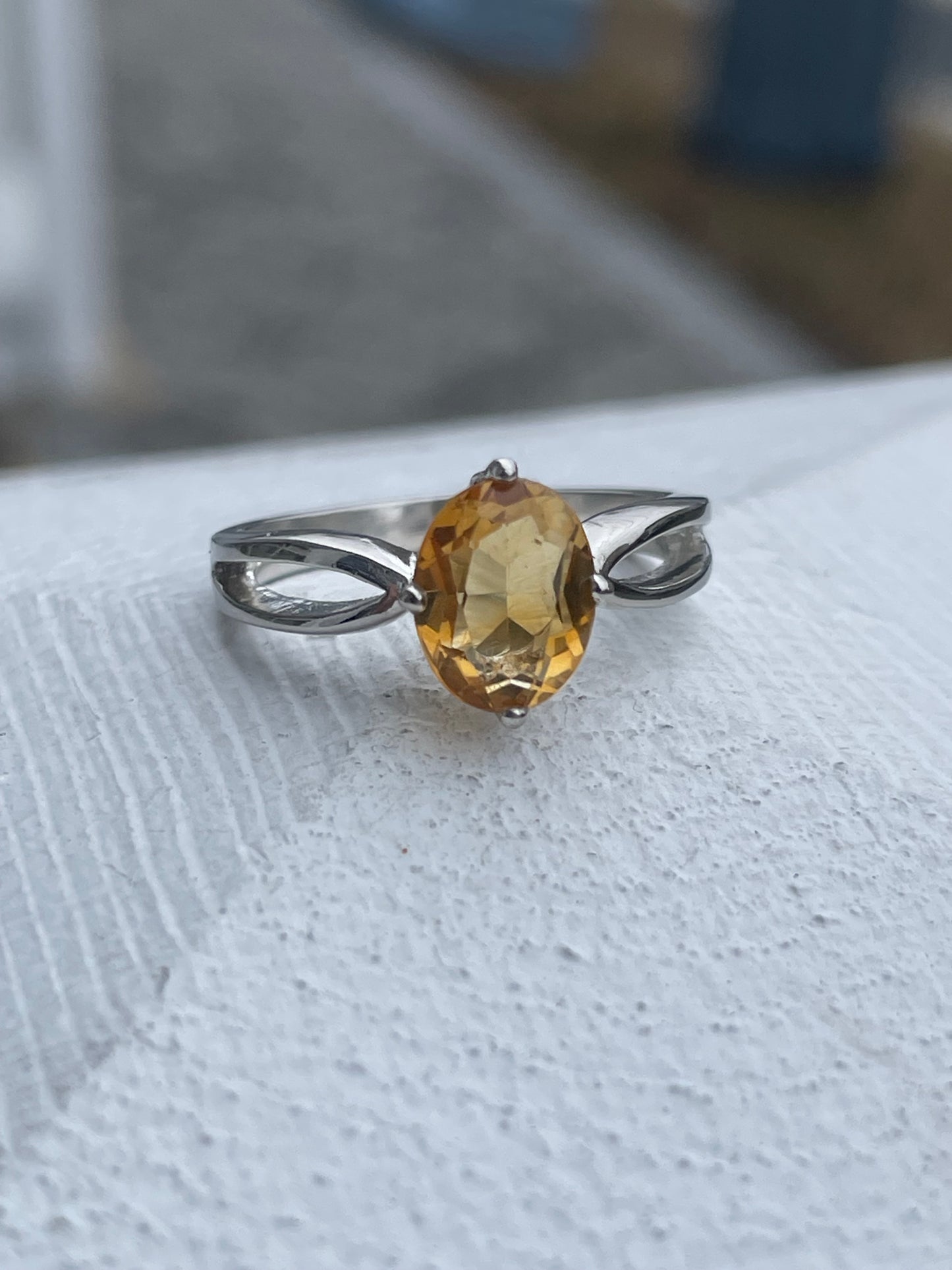 925 Sterling Silver 1.00ct Solitaire Citrine Ring Size 8