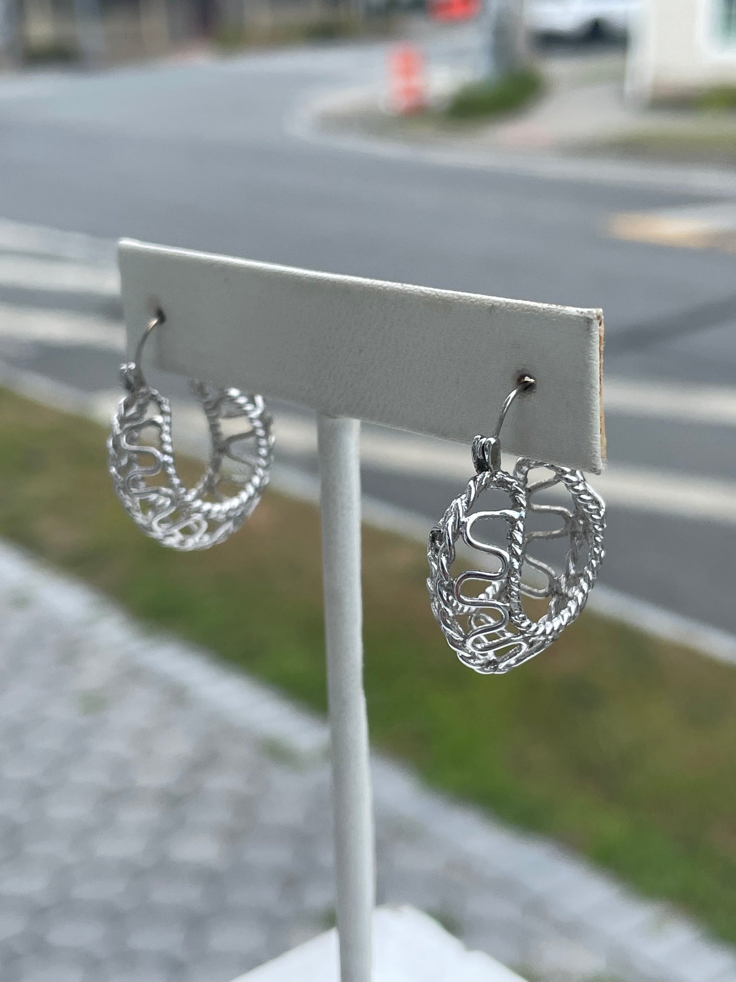 925 Sterling Silver Open Wire Hoop Earrings 22mm