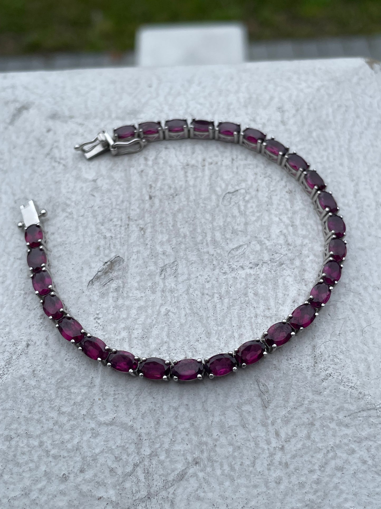 925 Sterling Silver Rhodolite Garnet Tennis Bracelet