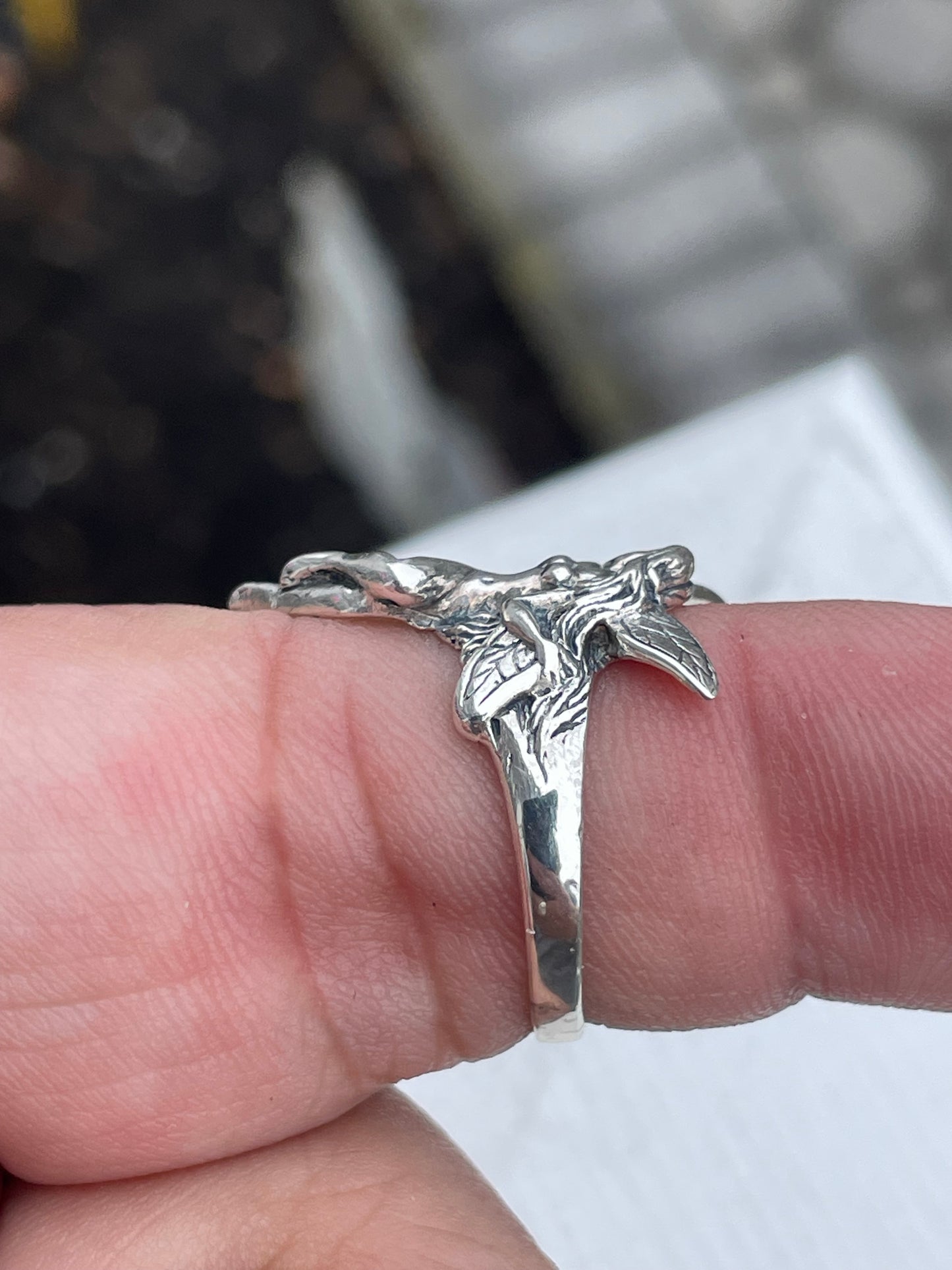 925 Sterling Silver Curved Fairy Ring Size 8