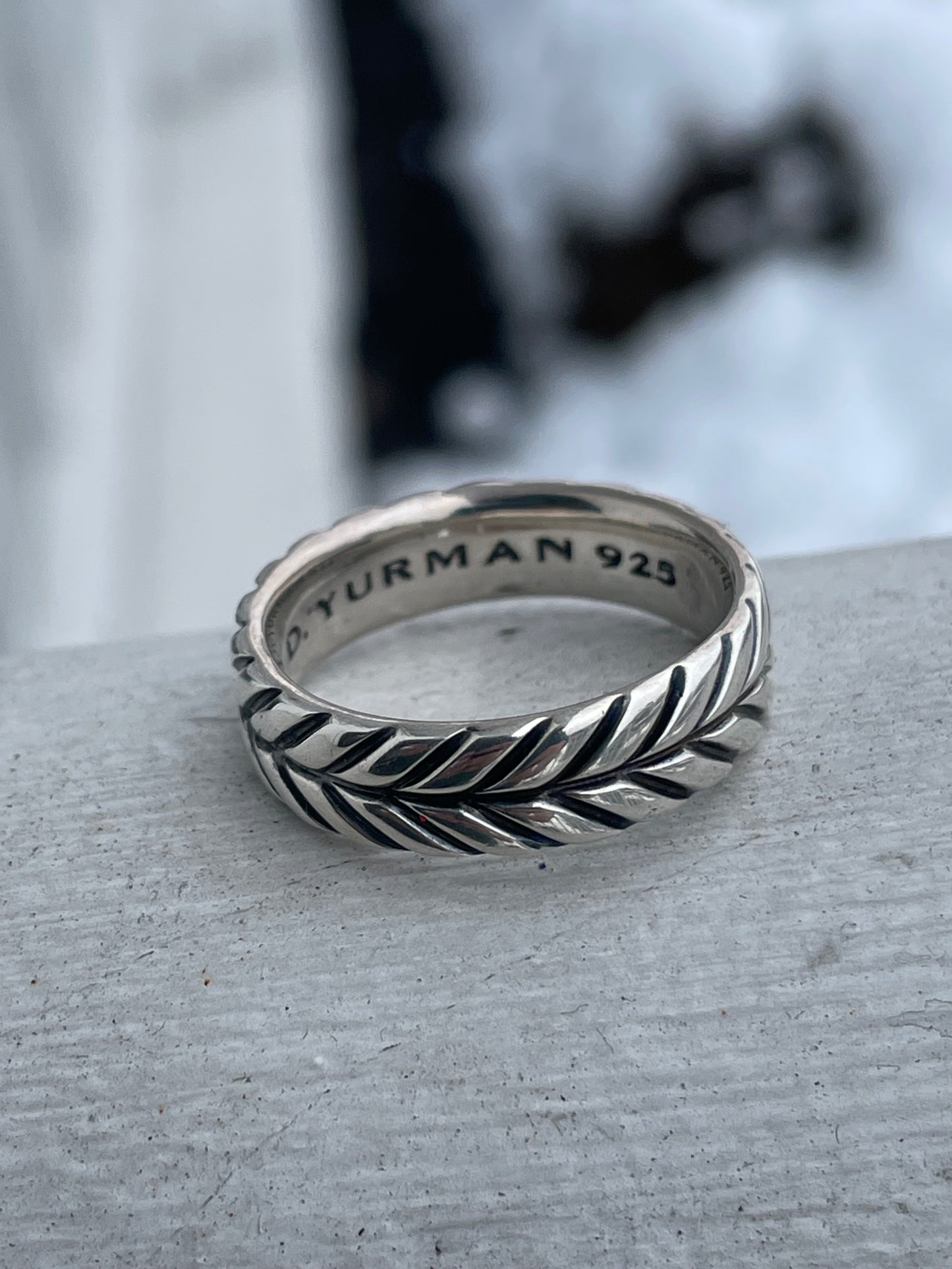 Designer David Yurman 925 Sterling Silver Chevron Cable Eternity Band Ring Size 9.5