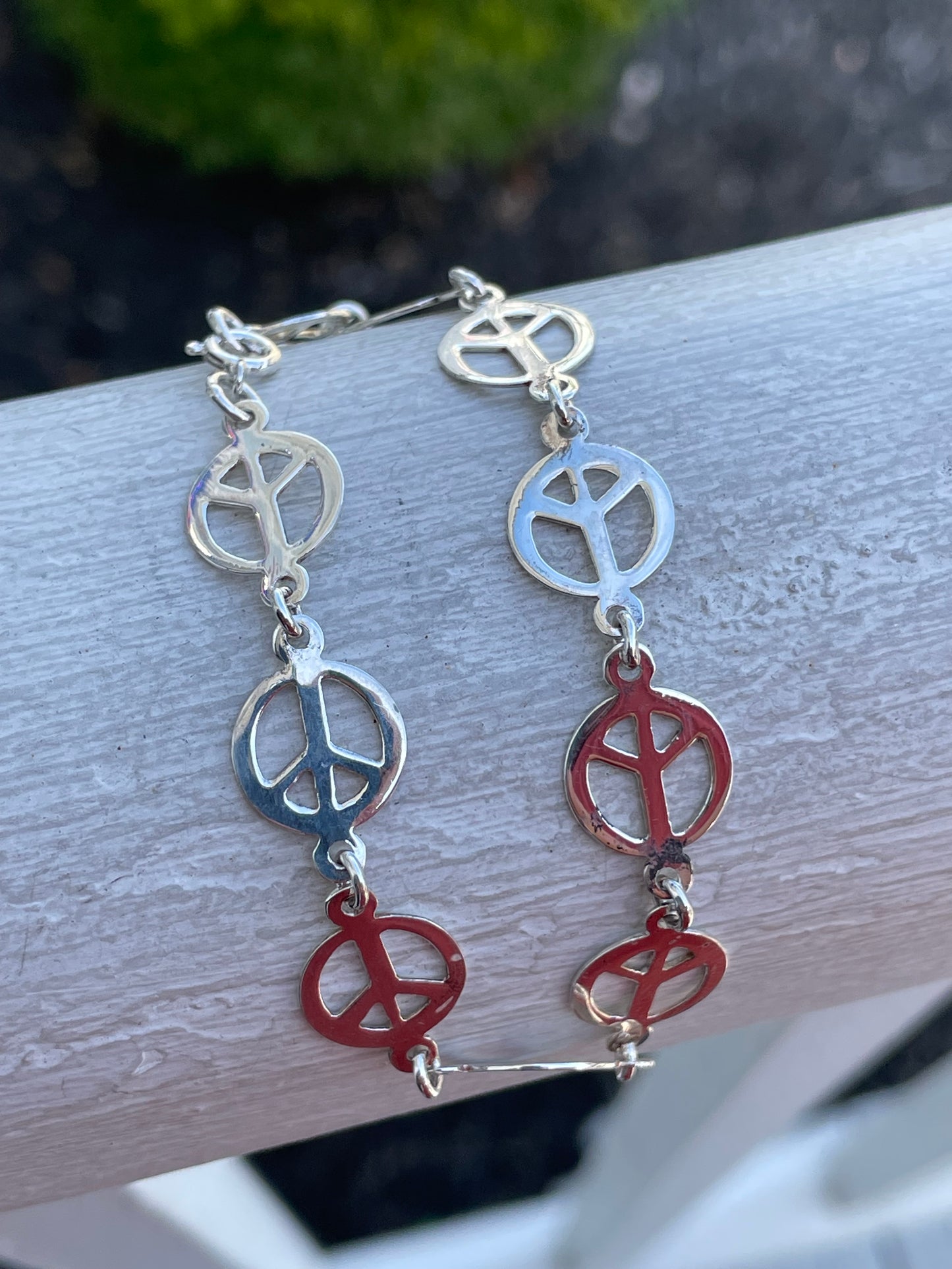 925 Sterling Silver Peace Sign Bracelet