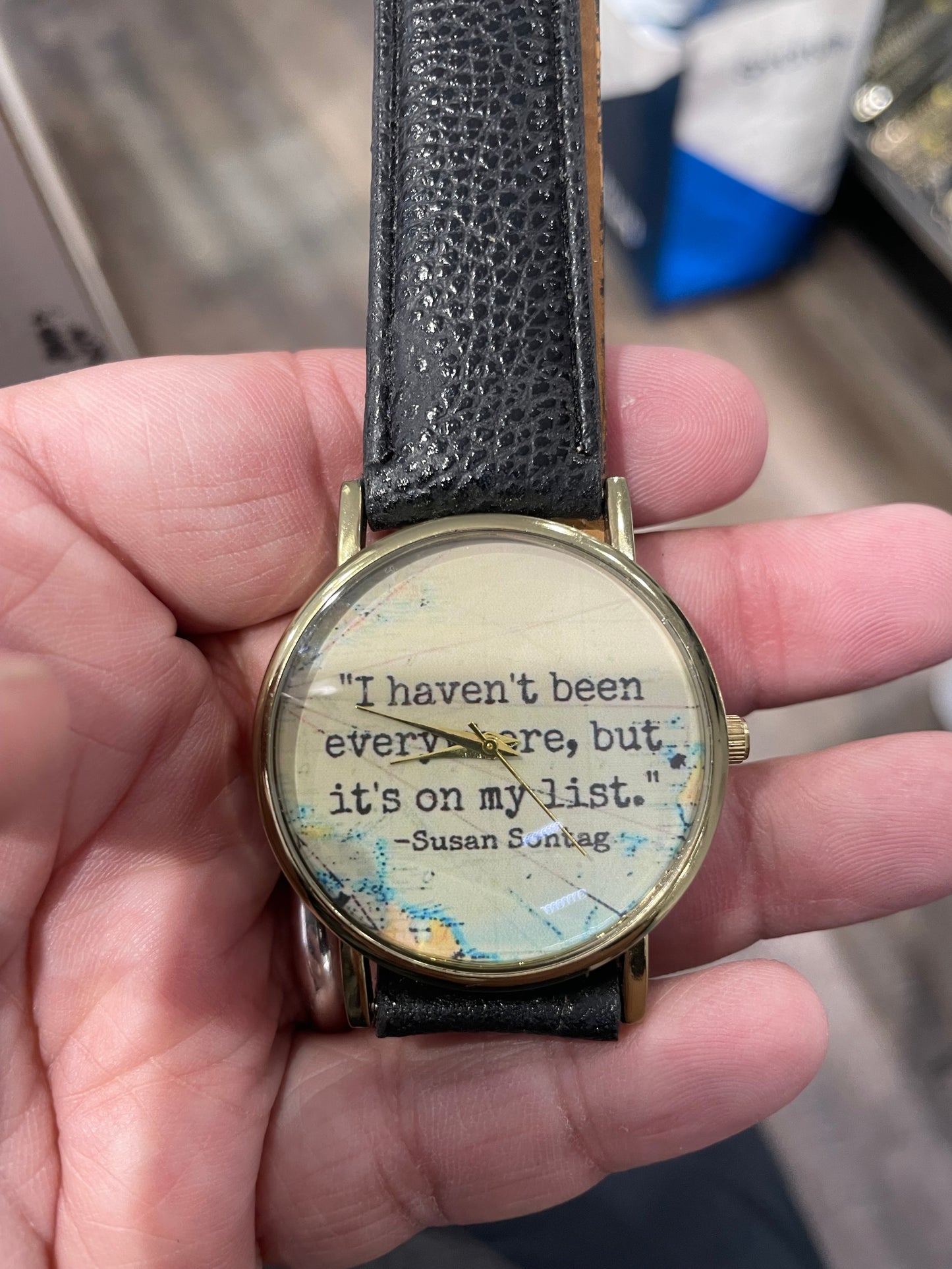 Susan Sontag Quote Black leather analog Watch