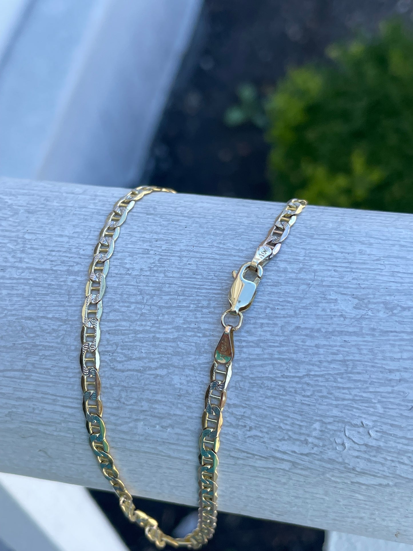 10k Gold 2tone Gucci Mariner Marine Link Anklet 11”