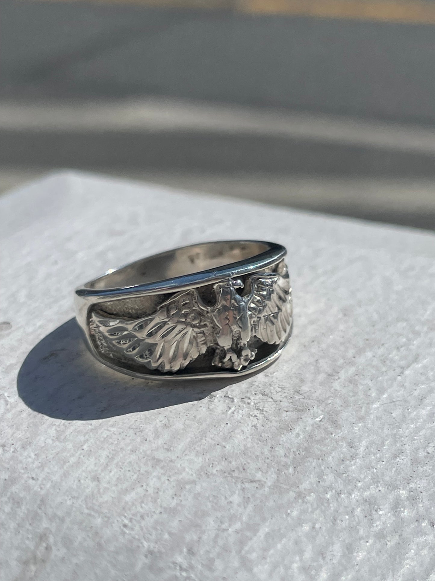 Designer Ted Ott 925 Sterling Silver Eagle Band Ring Size 10.5