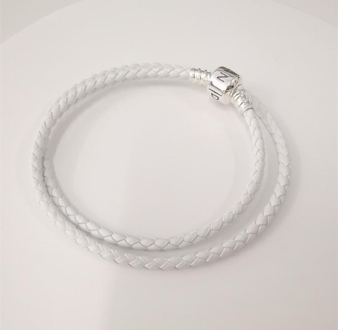 Pandora Double White Leather Bracelet 7.5”