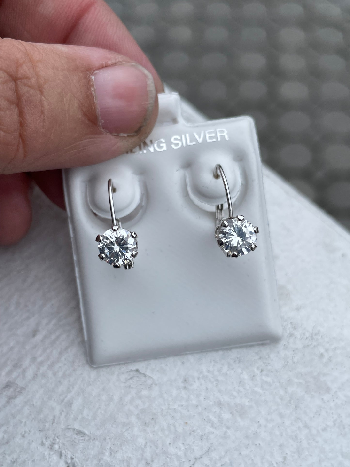 925 Sterling Silver Cz Leverback Earrings