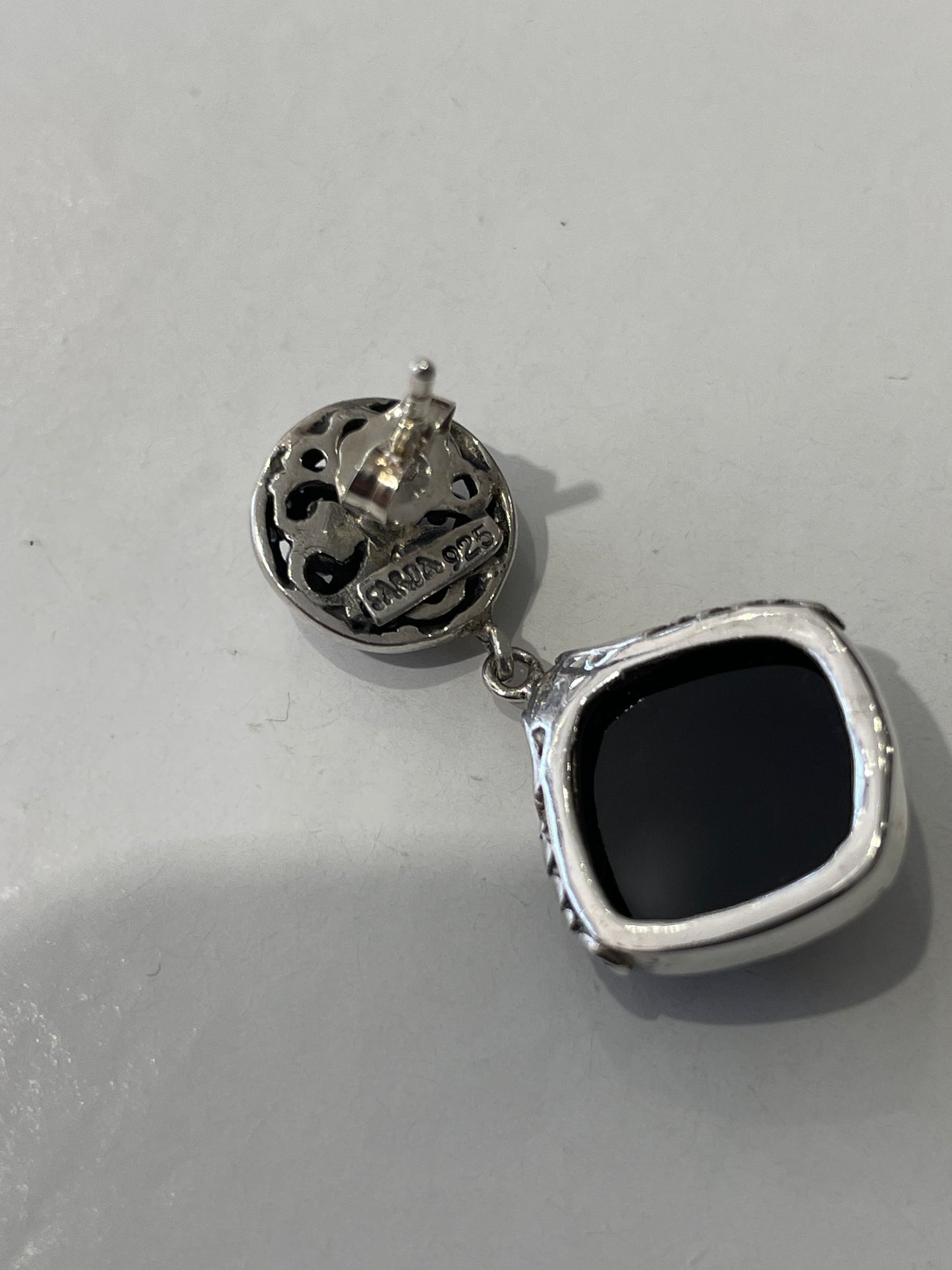 Designer Sarda 925 Sterling Silver Black Onyx Dangle Earrings
