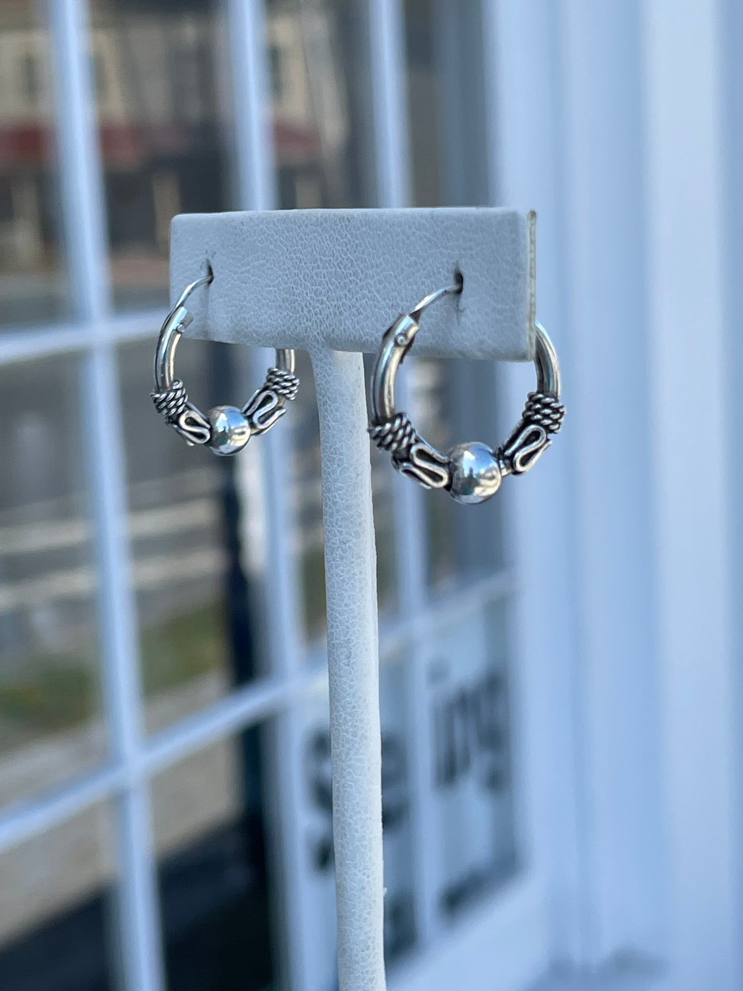 925 Sterling Silver Small Bali Hoop Earrings