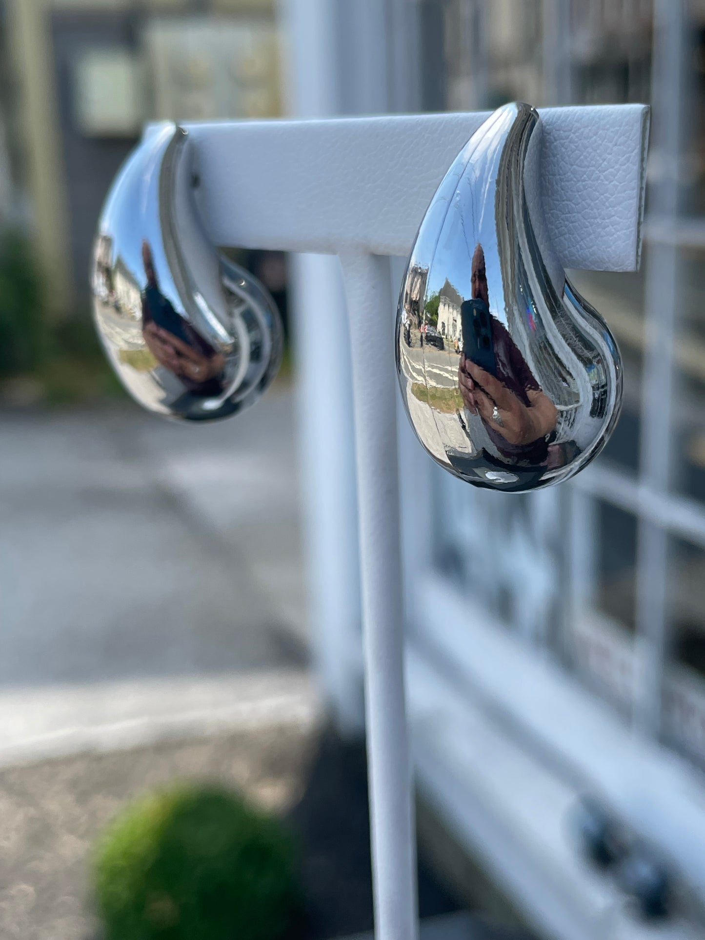 Stainless Steel Bottega Style Thick Tear Drop Earrings