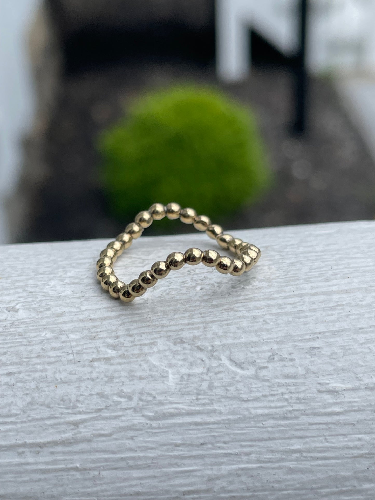 925 Sterling Silver Wavy Beaded Band Ring Size 6