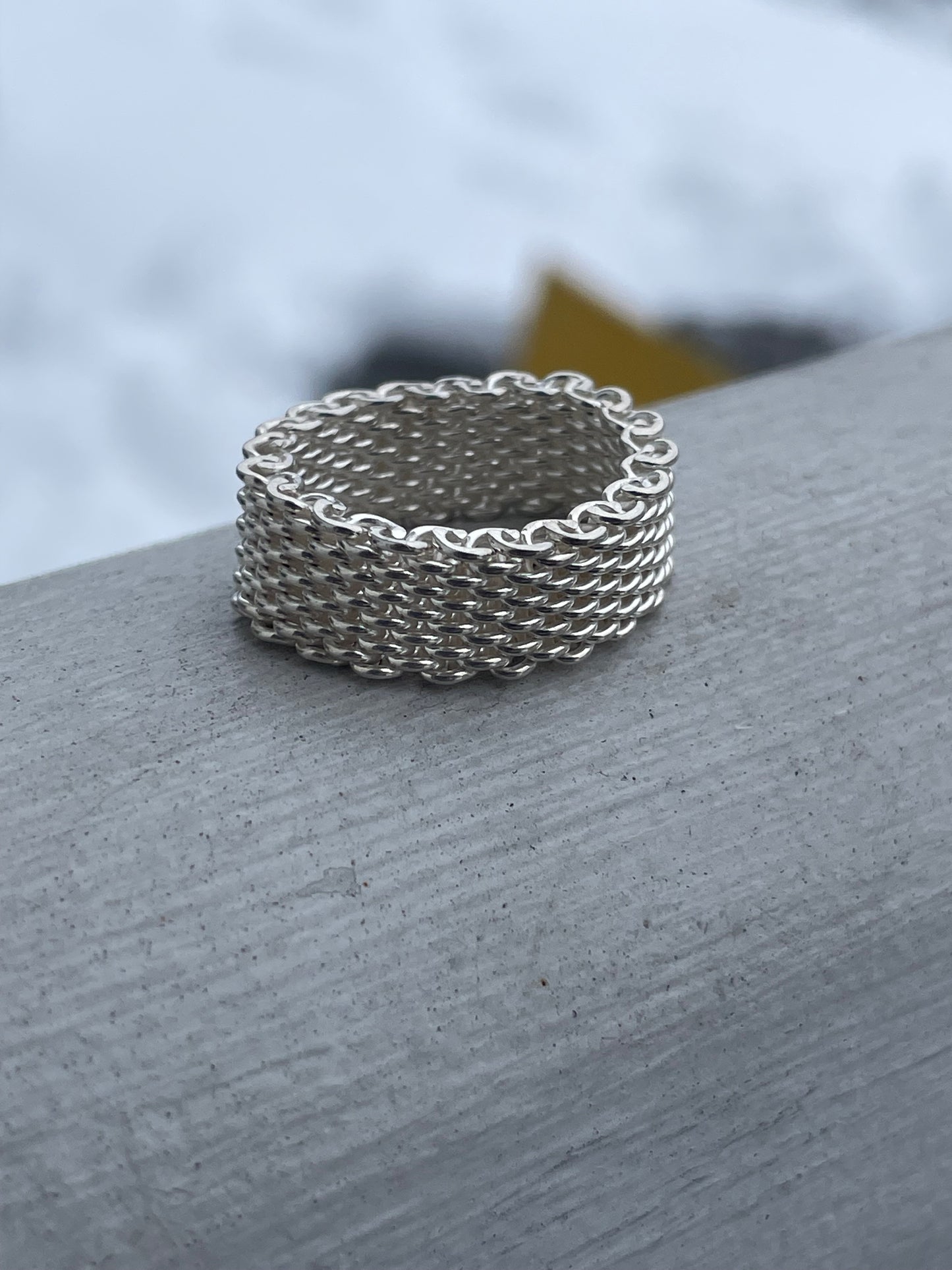 925 Sterling Silver Flexible Mesh Ring Band Size 7