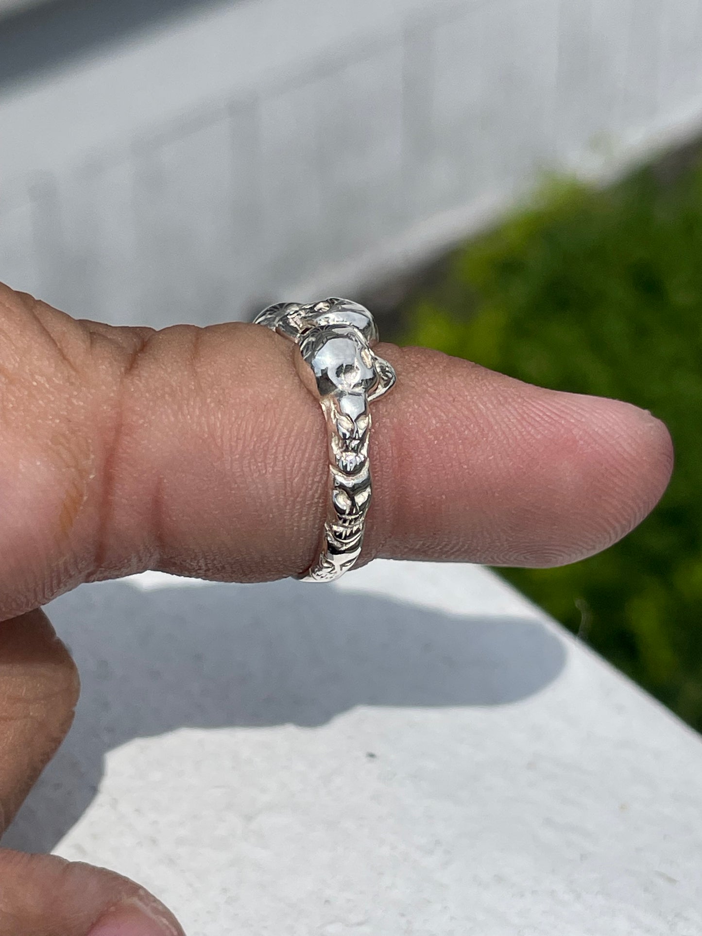 925 Sterling Silver Skull Band Ring Size 6
