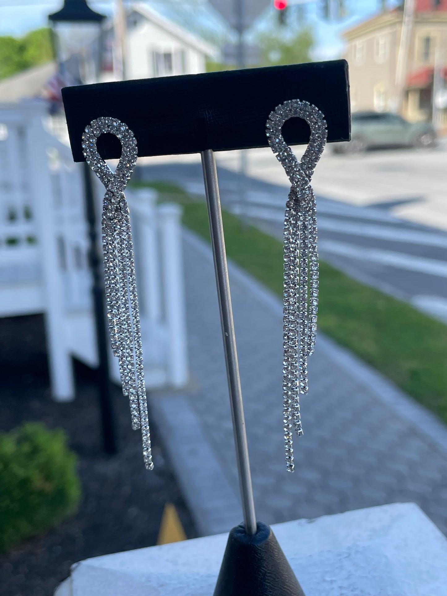 Silver Plated Clear Crystal Chandelier Dangle Earrings